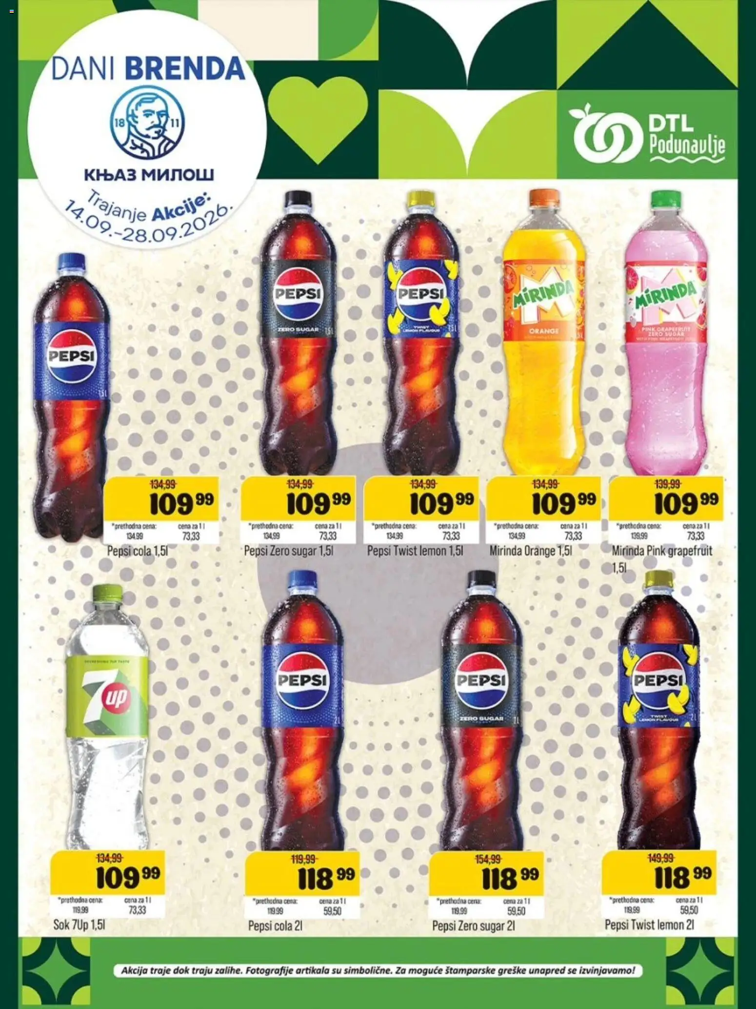 Pregled Podunavlje kataloga - važi od 14.09.2026 - Pepsi, Sok, Pepsi Zero