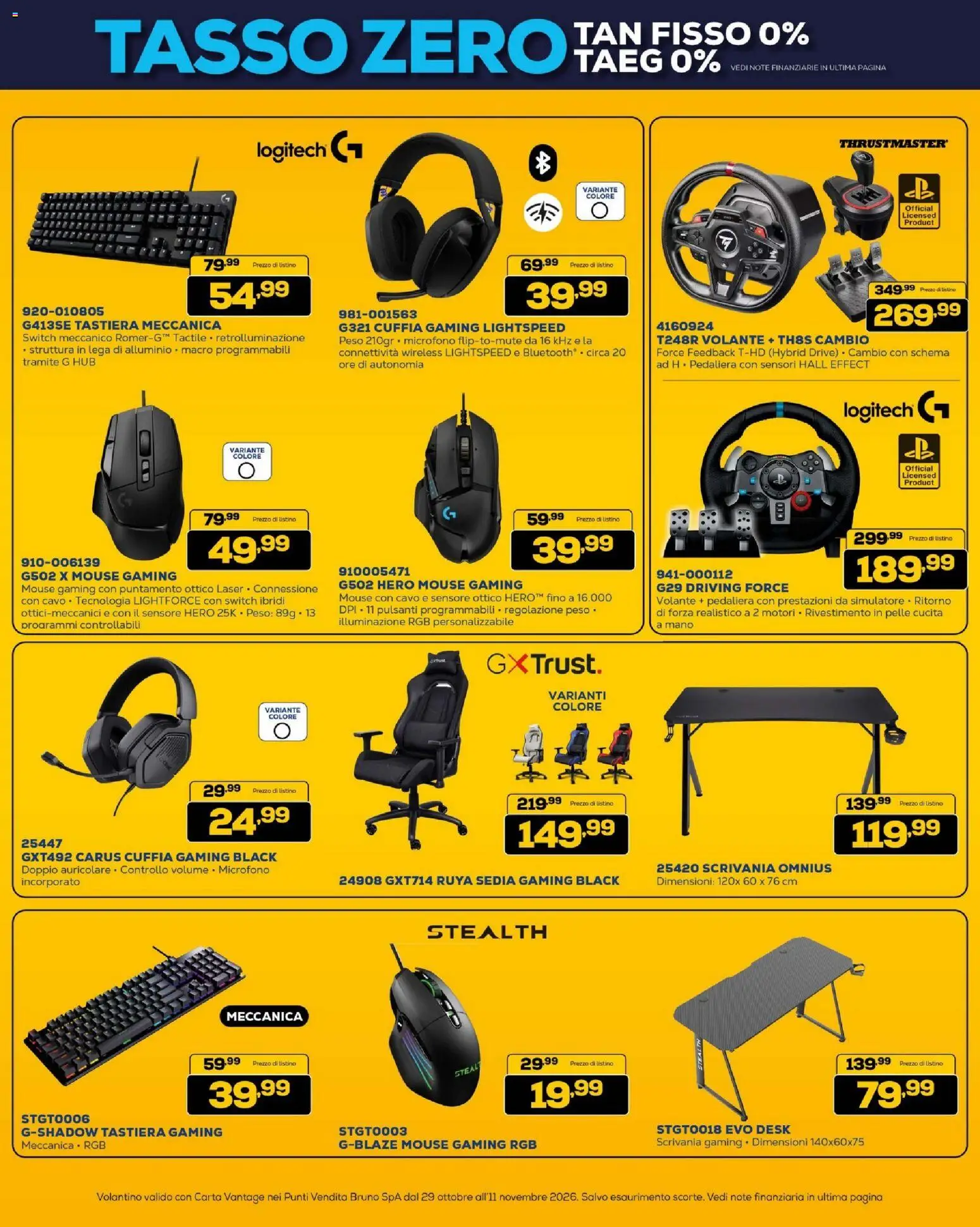 Anteprima dell'opuscolo BRUNO Black Friday ML dal negozio BRUNO valido da 29/10/2026 - Scrivania, Tastiera, Microfono, Mouse, Illuminazione, Cavo, Alluminio, Sedia