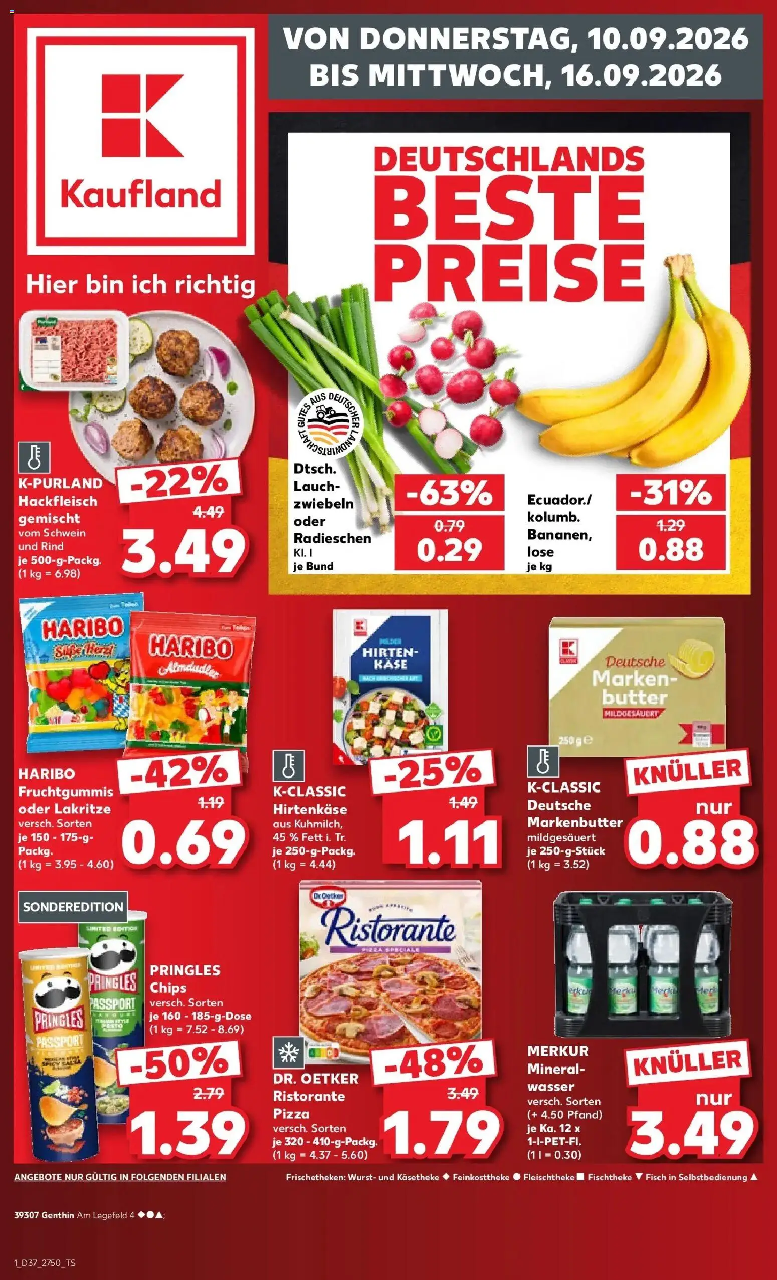 Vorschau von dem Prospekt des Geschäftes Kaufland, gültig ab dem 10.09.2026 - Chips, Käse, Haribo, Wurst, Lauch, Hackfleisch, Pringles, Zwiebeln