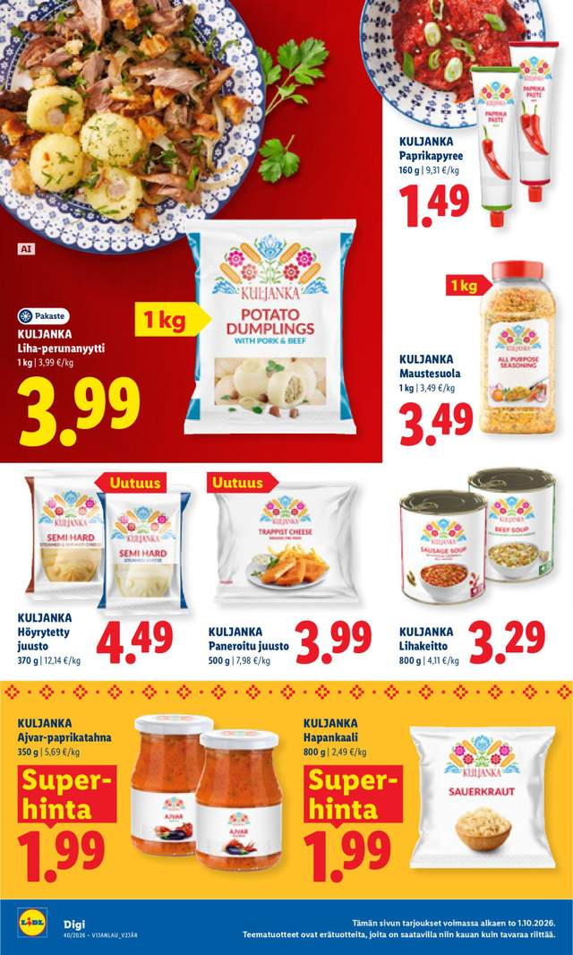 Uusi Lidl tarjouslehti alkaen 01/10