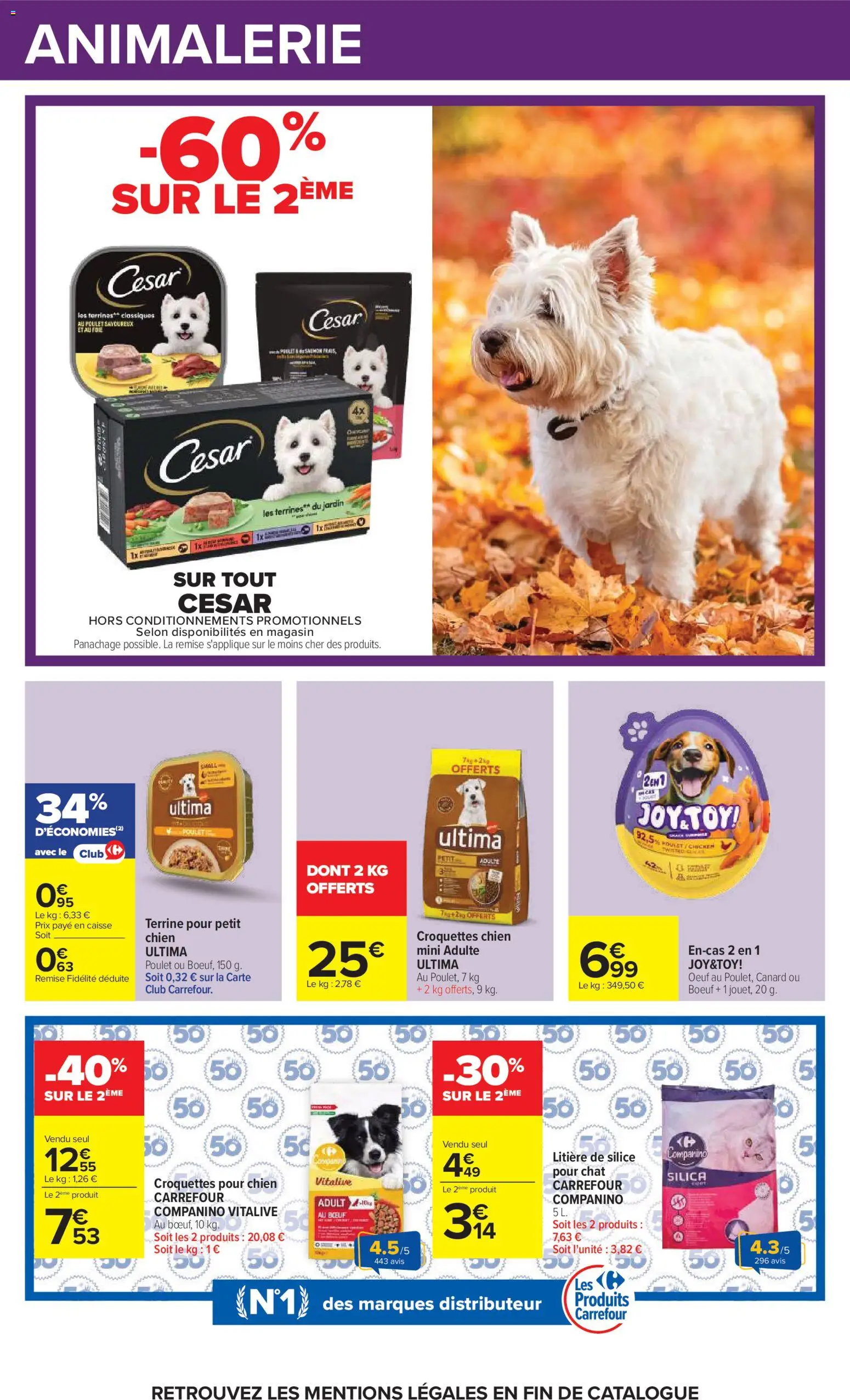 Prévisualisation de Carrefour catalogue du magasin Carrefour formulaire valide 20/10/2026 - Distributeur, Poulet, Canard, Croquettes pour chien, Thé, Croquettes, Litière