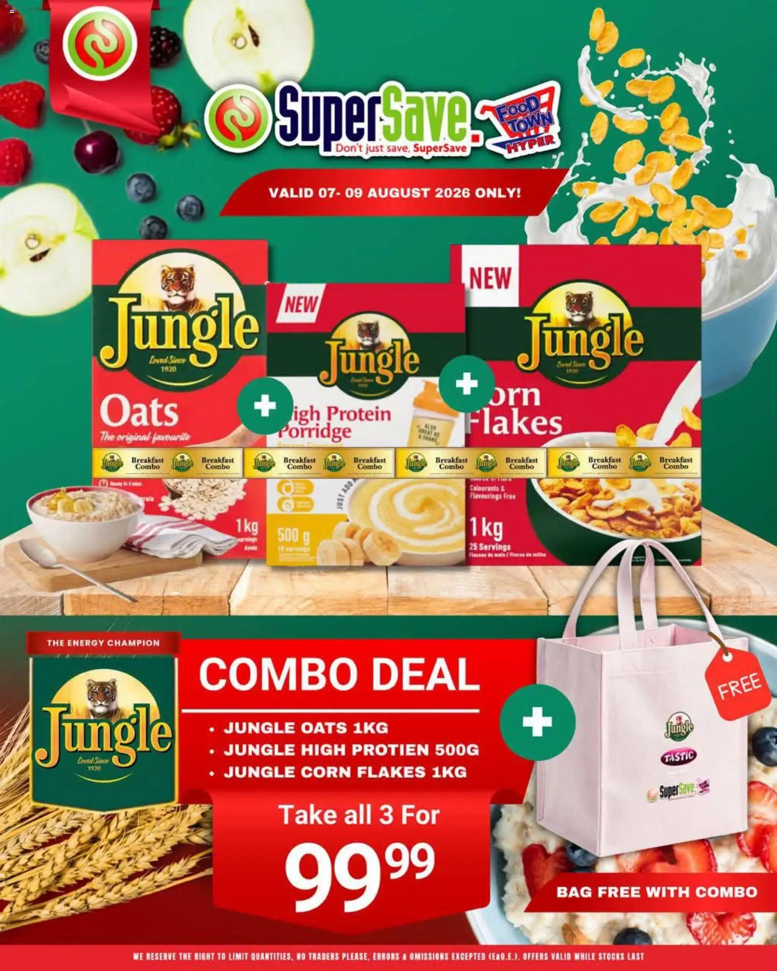 Preview of Super Save flyer valid from 07/08/2026 - Breakfast, Bag, Protein, Corn, Oats, Corn flakes, Porridge, Flakes