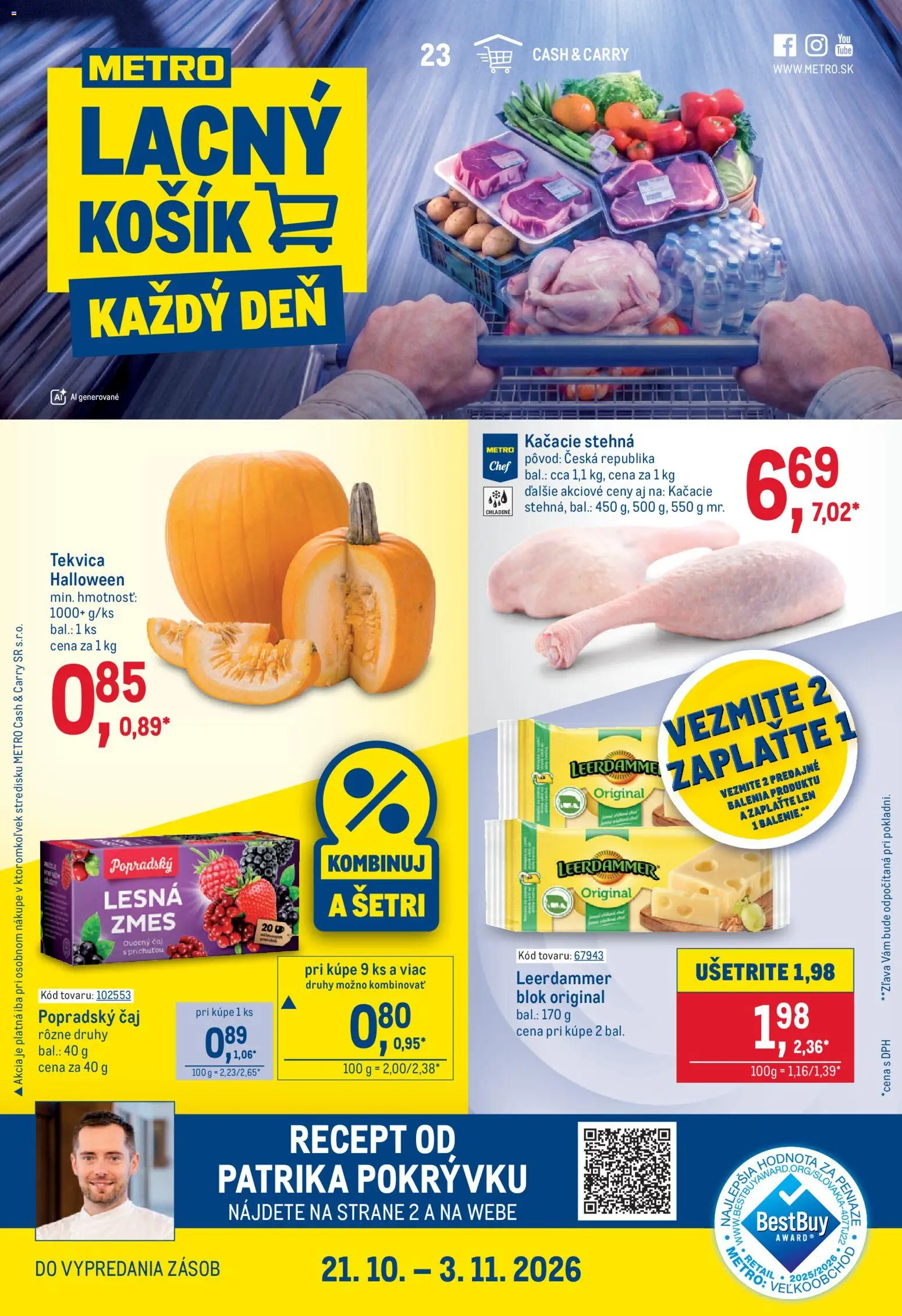 Náhľad Metro letáku platného od 21.10.2026 - Tekvica, Čaj, Kačacie stehná, Stehná