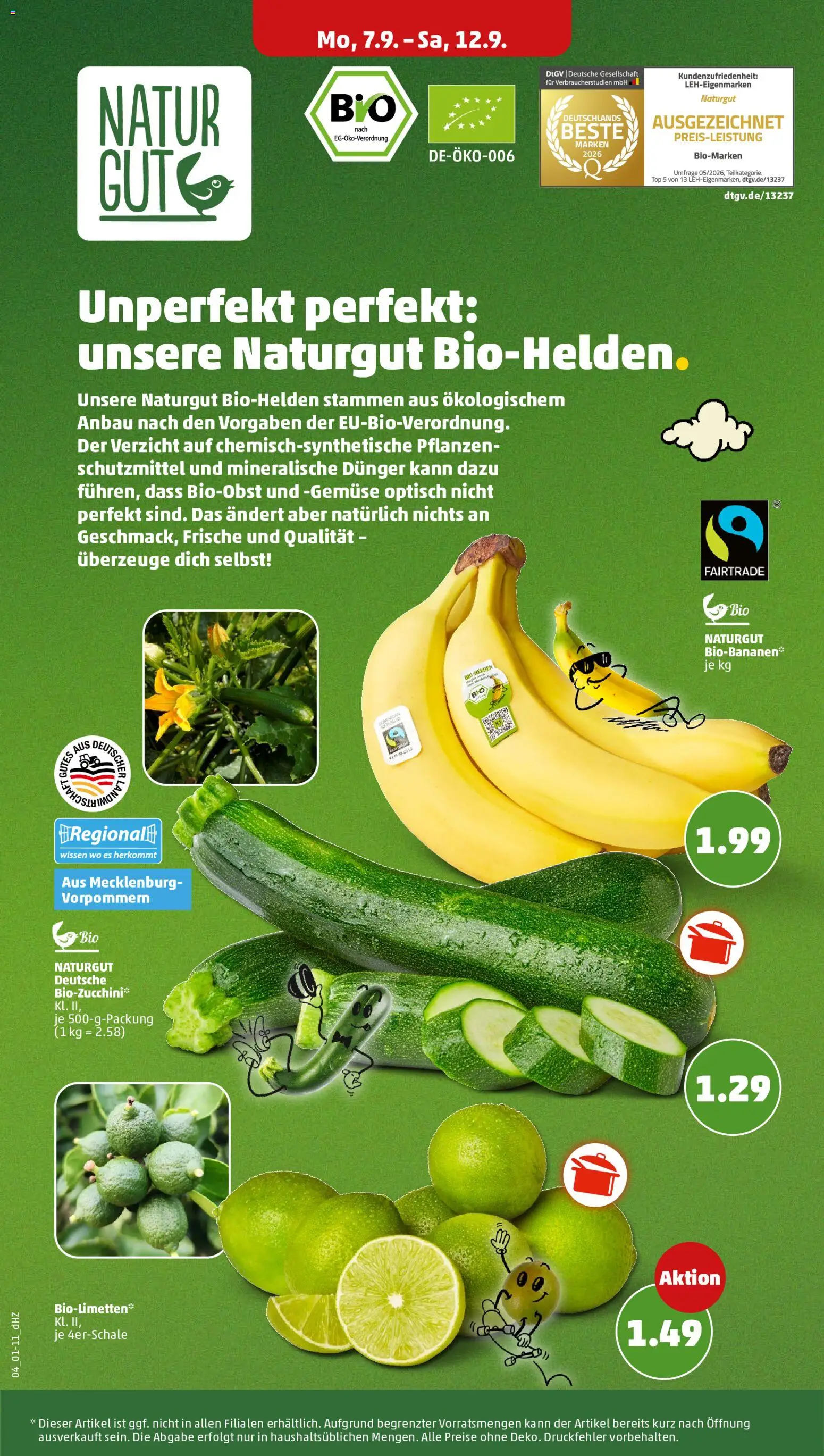 Vorschau von dem Prospekt des Geschäftes Penny, gültig ab dem 07.09.2026 - Zucchini, Gemüse, Top