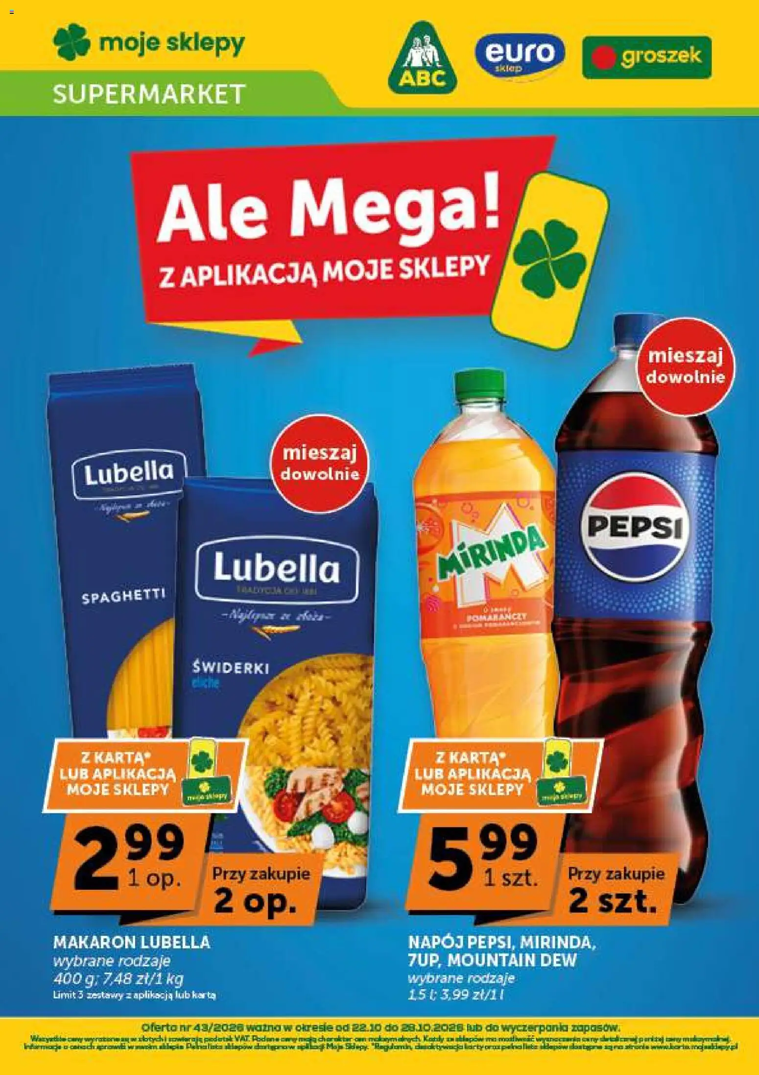 Pogląd gazetki "Euro Sklep gazetka" ze sklepu Euro Sklep ważnej od 22.10.2026 - Mop, Groszek, Makaron, Spaghetti, Pepsi, Karta