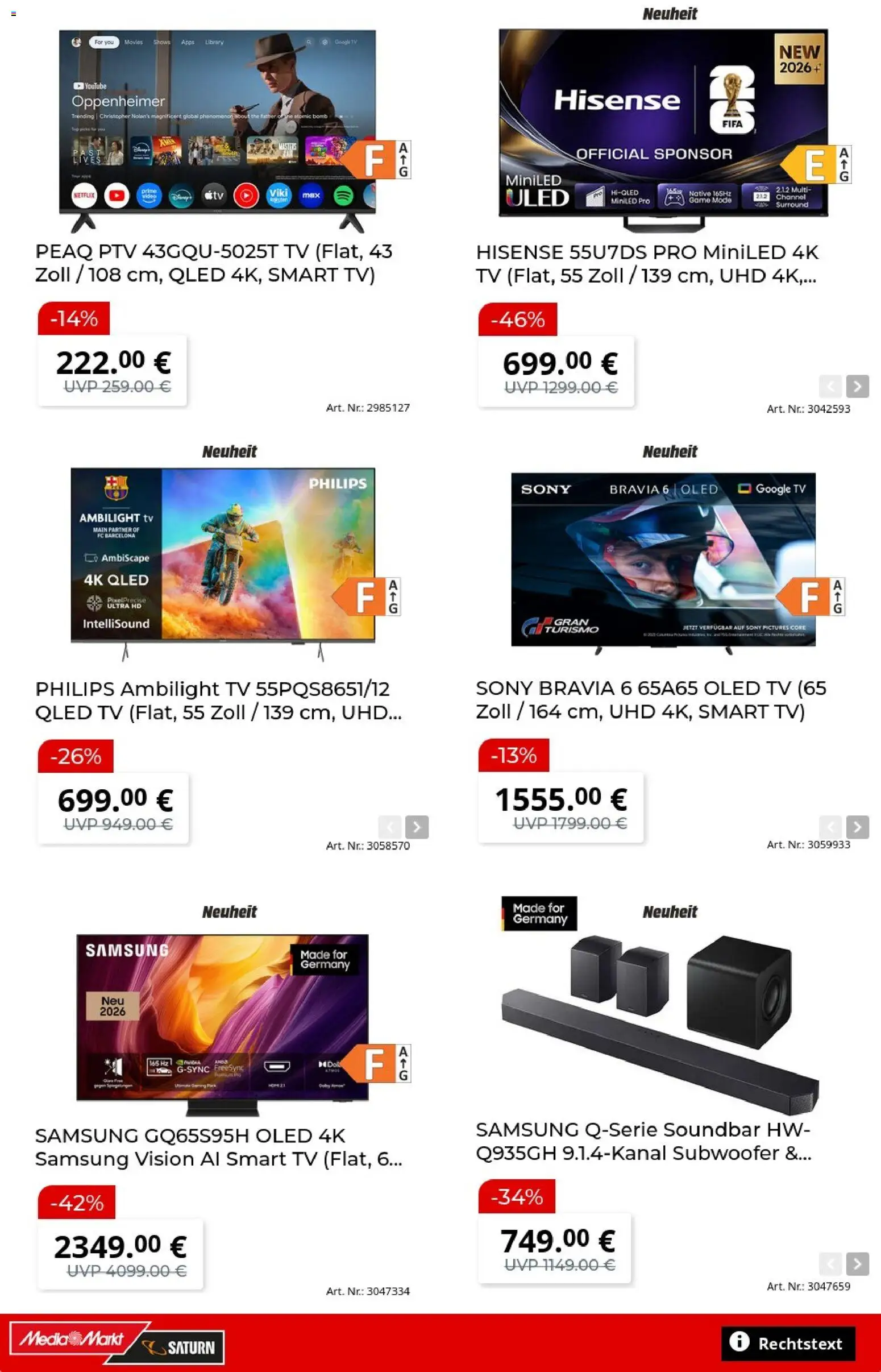 Vorschau von dem Prospekt des Geschäftes Media Markt, gültig ab dem 07.09.2026 - Samsung, TV, Philips, Sony, Smart TV, Hisense, Soundbar