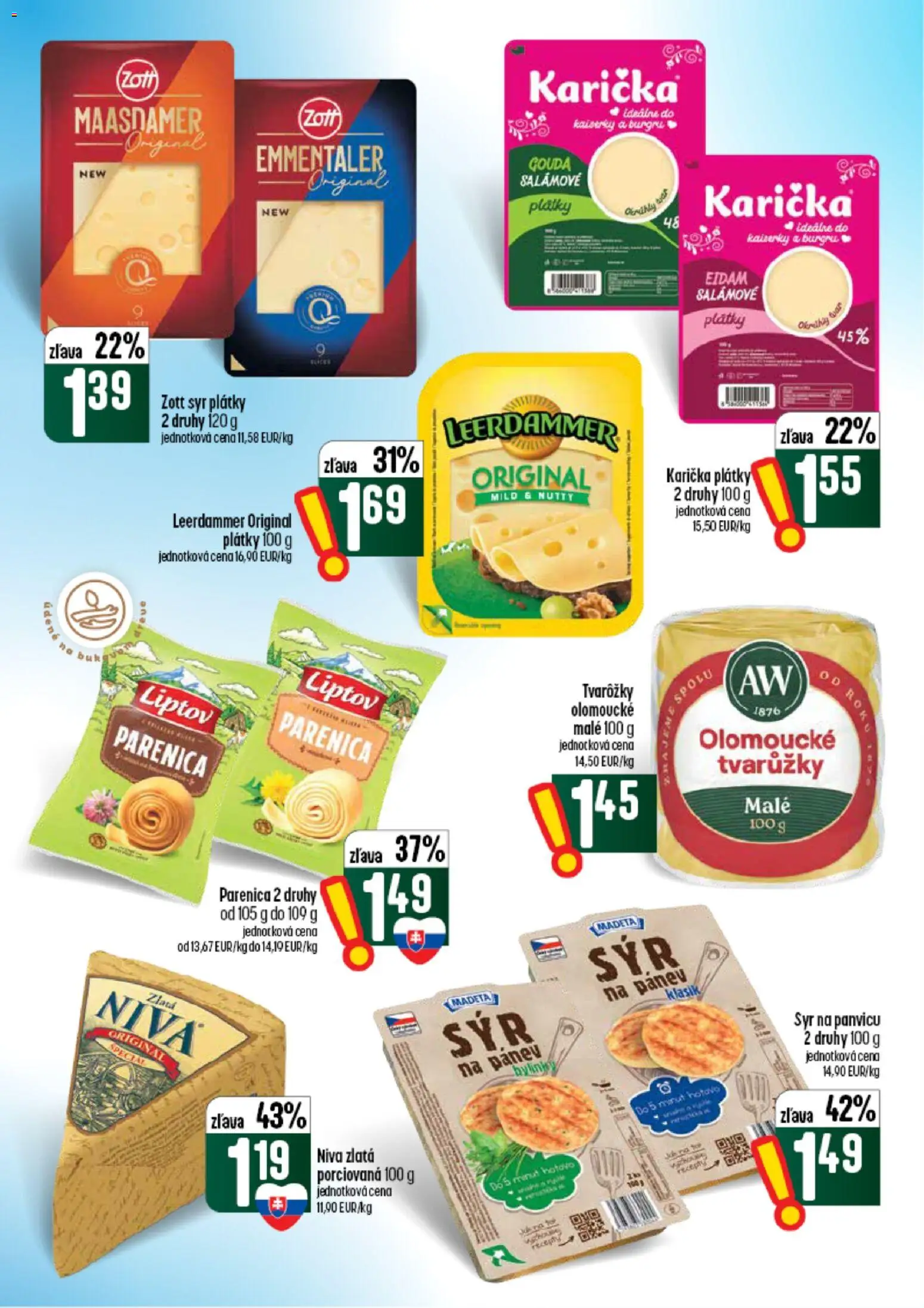 Náhľad COOP Jednota letáku platného od 10.09.2026 - Syr, Niva, Gouda, Eidam, Tvarôžky