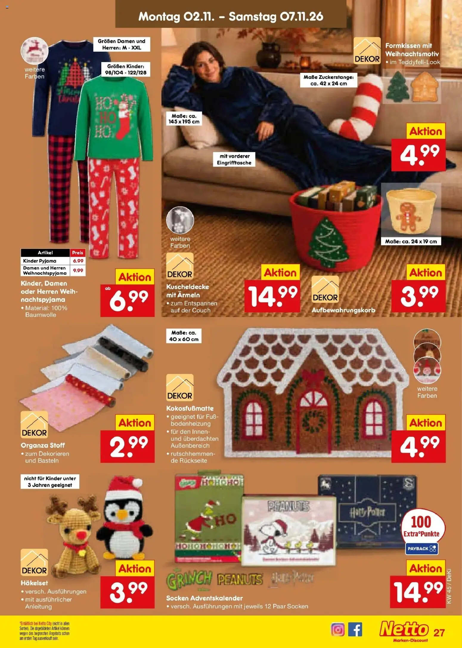 Vorschau von dem Prospekt des Geschäftes Netto Marken-Discount, gültig ab dem 02.11.2026 - Couch, Pyjama, Socken