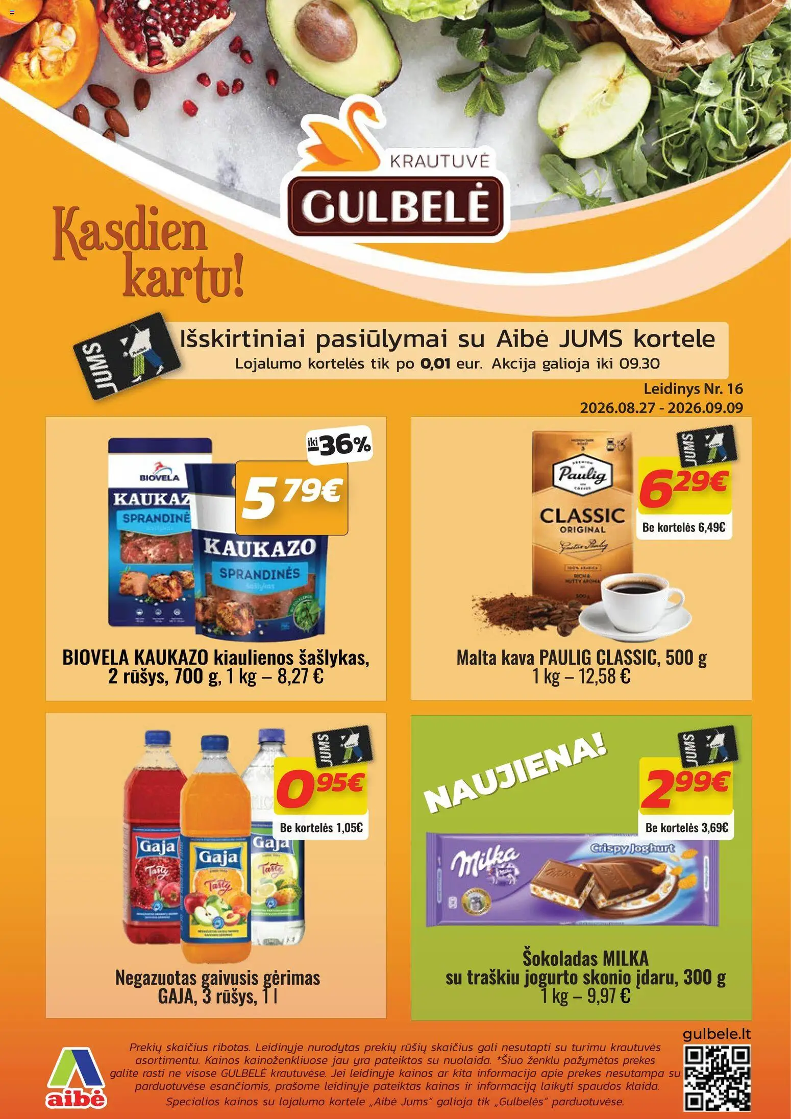 Gulbele parduotuvės leidinio Gulbele leidinys galiojančio nuo 2026.08.27 peržiūra