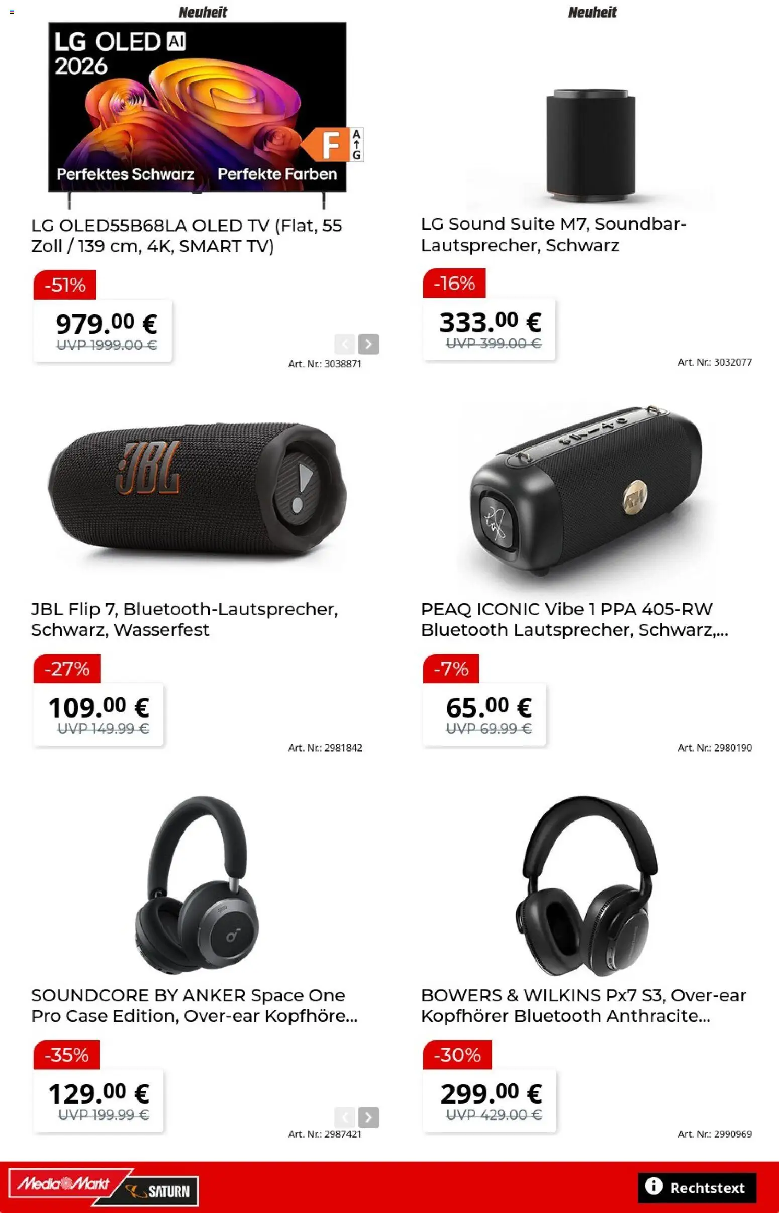 Vorschau von dem Prospekt des Geschäftes Media Markt, gültig ab dem 07.09.2026 - TV, Kopfhörer, LG, Smart TV, Soundbar