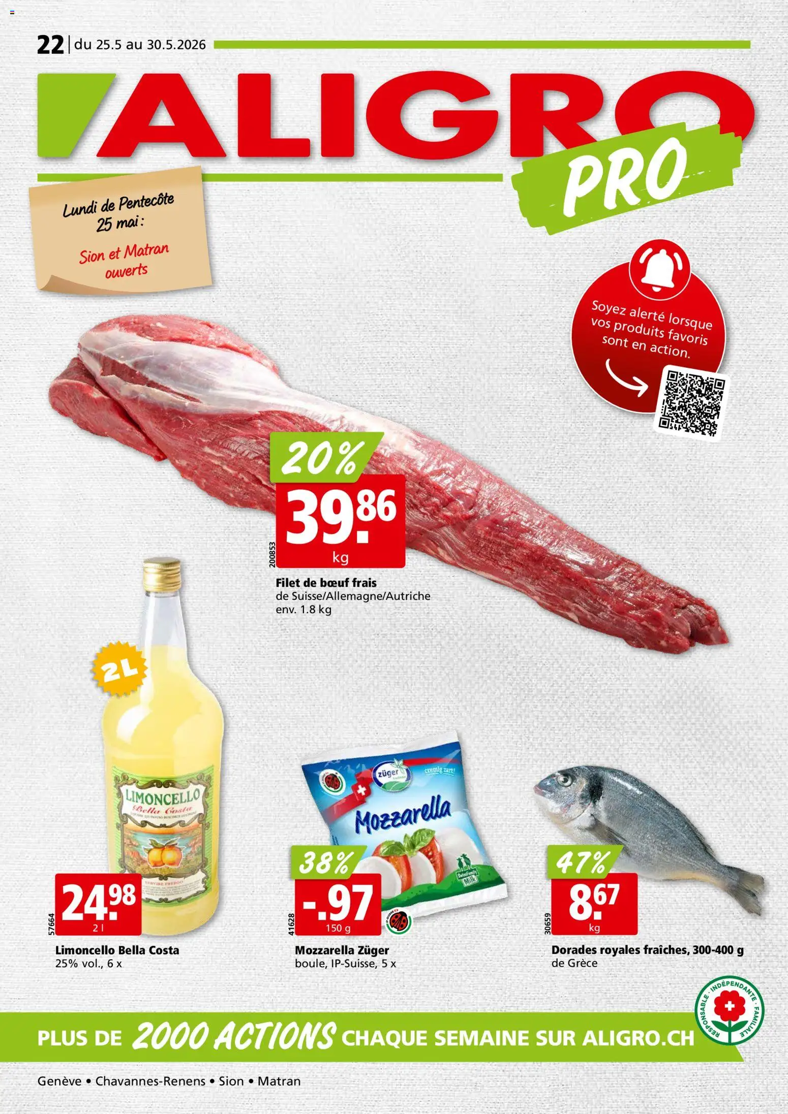Vorschau des Merkblatts Aligro aktionen Chavannes, Matran, Genève, Sion vom Shop Aligro gültig von 25.05.2026 bis 30.05.2026
