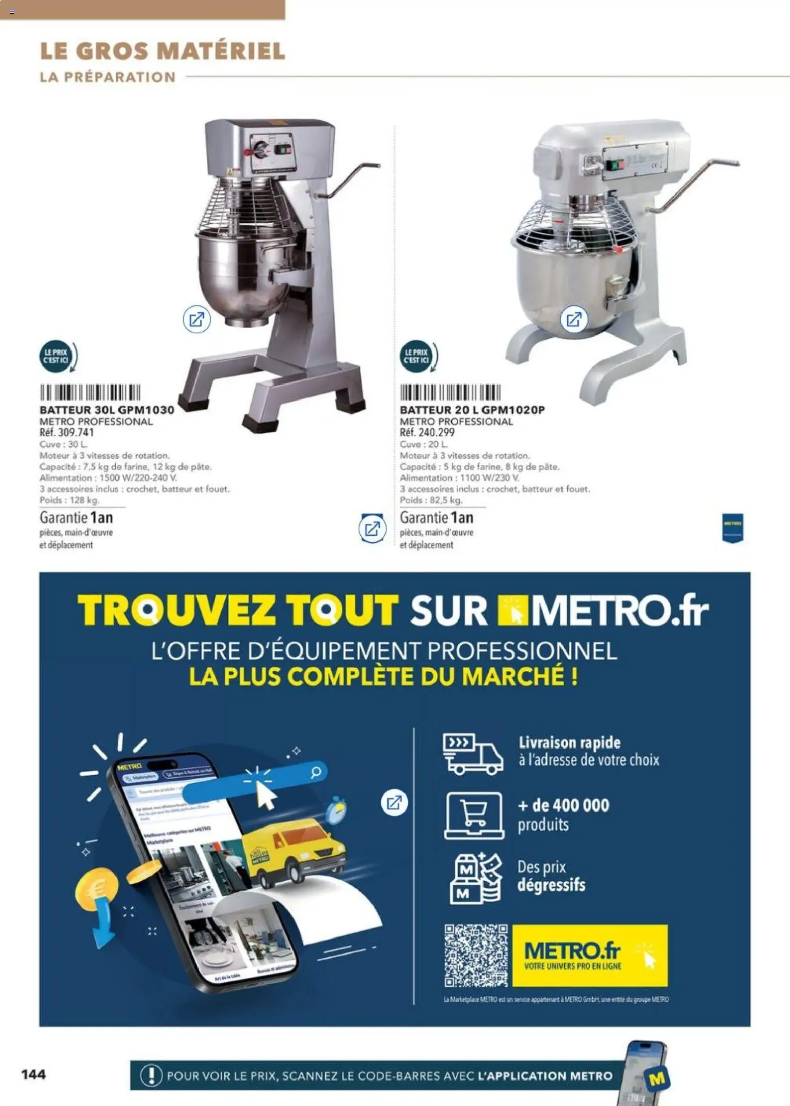 Prévisualisation de Boulangers Pâtissiers du magasin METRO formulaire valide 30/04/2026 - Alimentation, Poids, Batteur