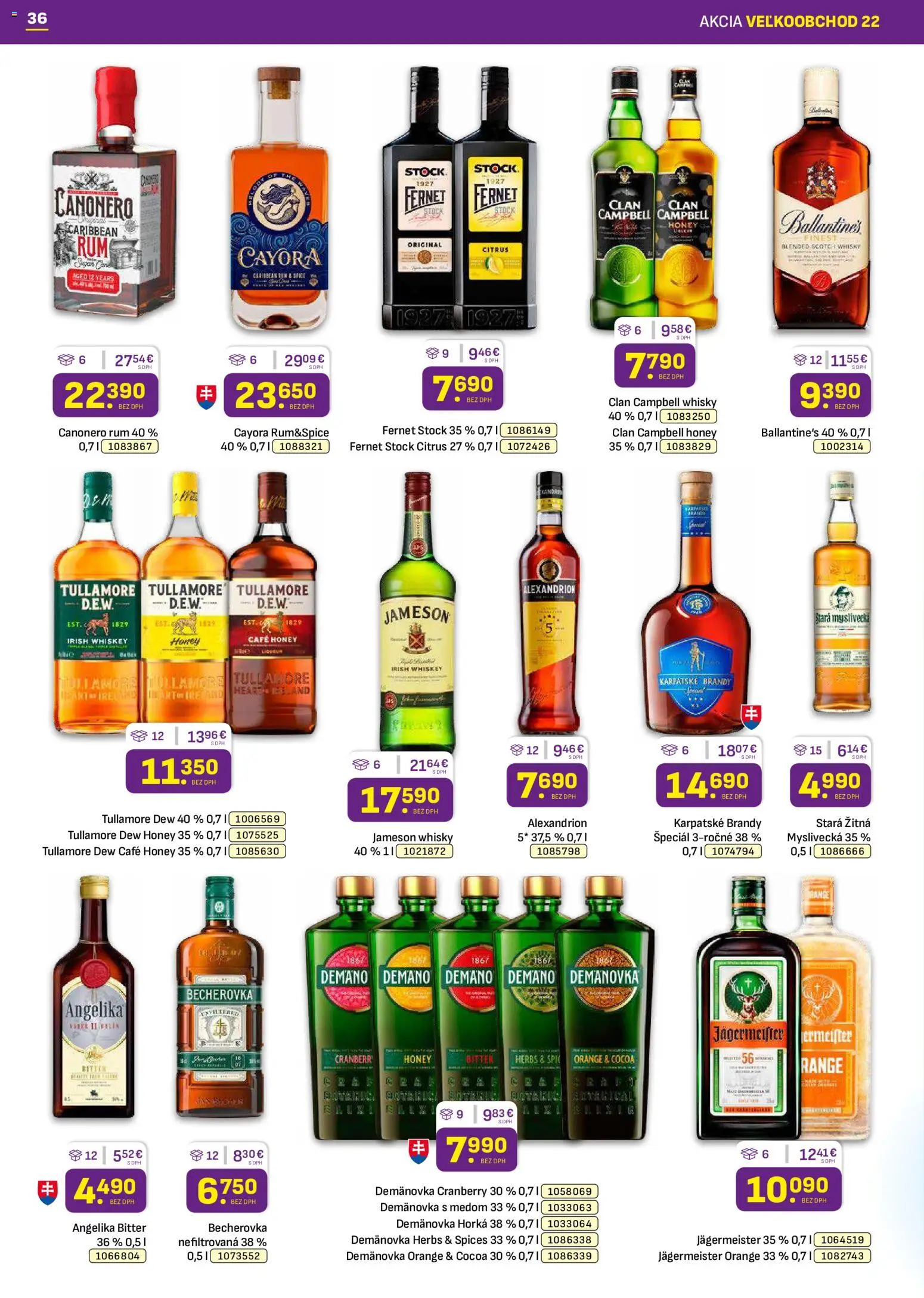 Náhľad Libex letáku platného od 02.11.2026 - Rum, Whisky, Becherovka, Jameson, Brandy, Fernet Stock, Tullamore Dew Honey, Karpatské brandy