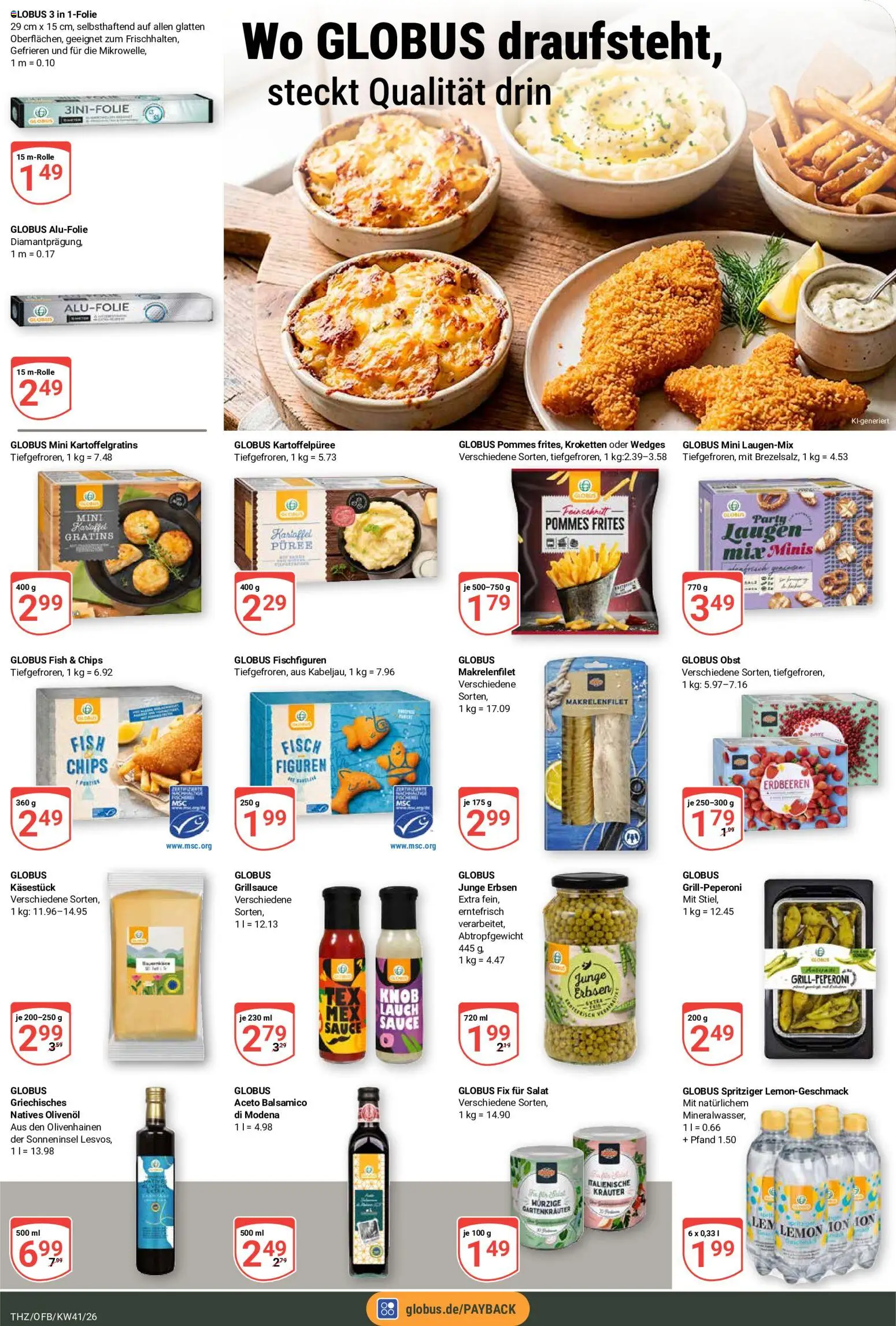 Vorschau von dem Prospekt des Geschäftes Globus, gültig ab dem 05.10.2026 - Chips, Pommes, Salat, Obst, Pommes frites, Erbsen, Balsamico, Olivenol