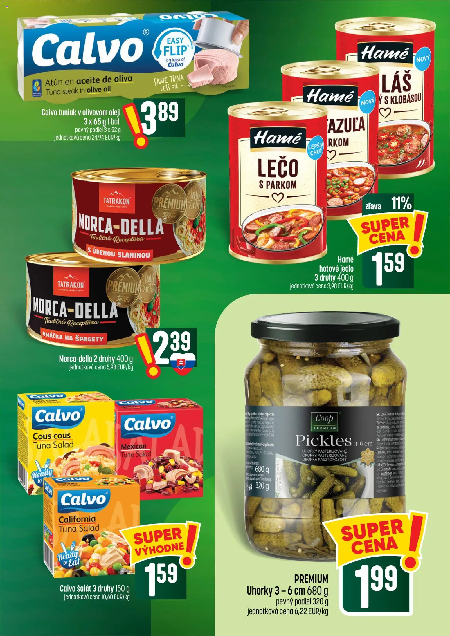 Náhľad COOP Jednota letáku platného od 08.10.2026 - Steak, Šalát, Špagety, Tuniak, Omáčka, Uhorky