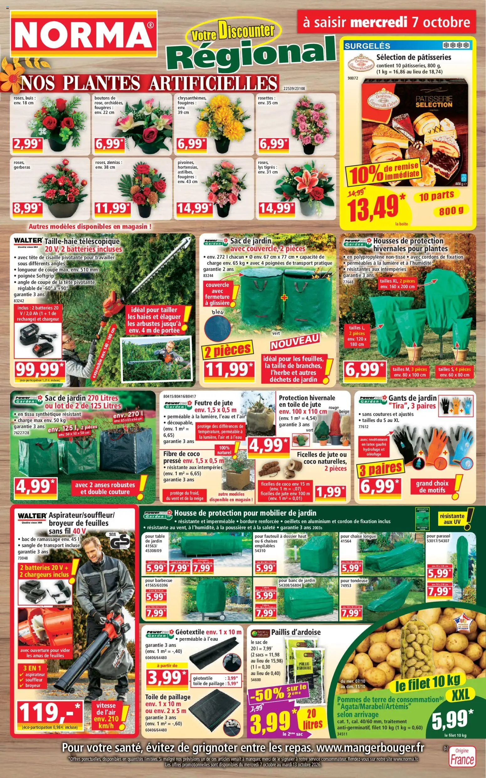 Prévisualisation de Norma catalogue du magasin Norma formulaire valide 07/10/2026 - Aspirateur, Tondeuse, Poignées, Souffleur, Buis, Pommes, Couvercle, Gants de jardin