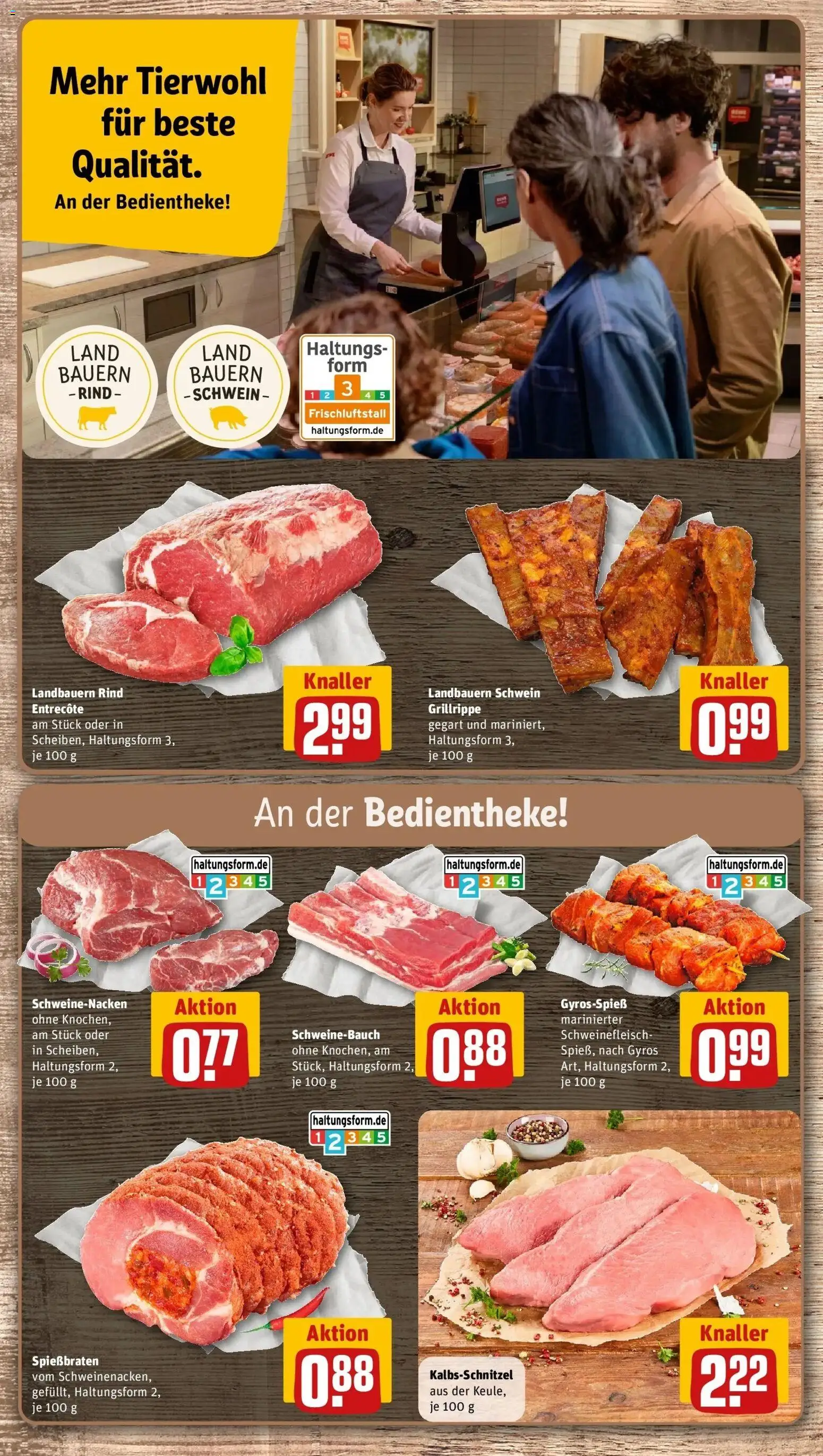 Vorschau von dem Prospekt des Geschäftes Rewe, gültig ab dem 05.04.2026 - Gyros, Entrecote, Schweinebauch, Schweinenacken, Schweinefleisch