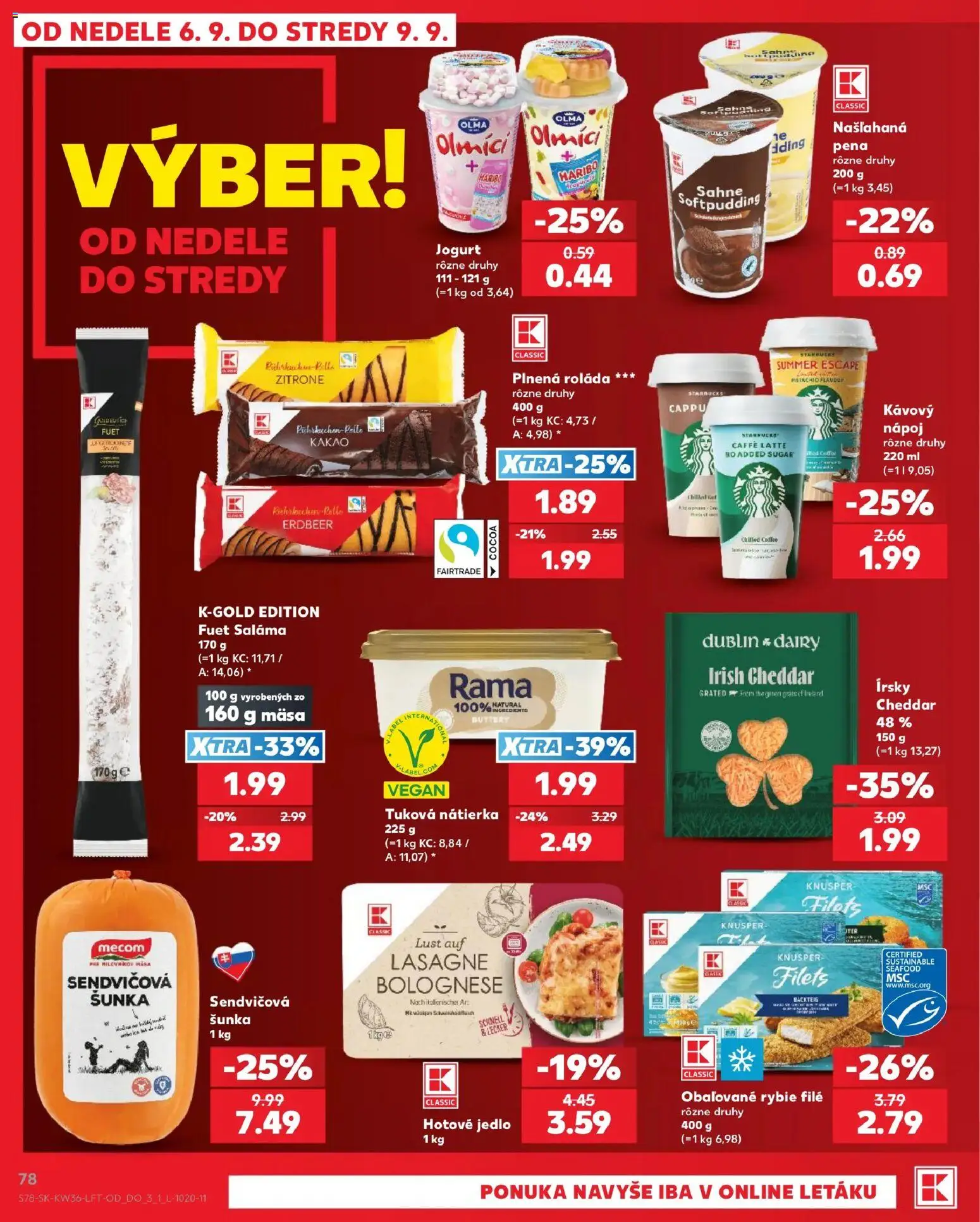 Náhľad Kaufland letáku platného od 03.09.2026 - Med, Lasagne, Kakao, Jogurt, Šunka, Pena, Saláma, Filé
