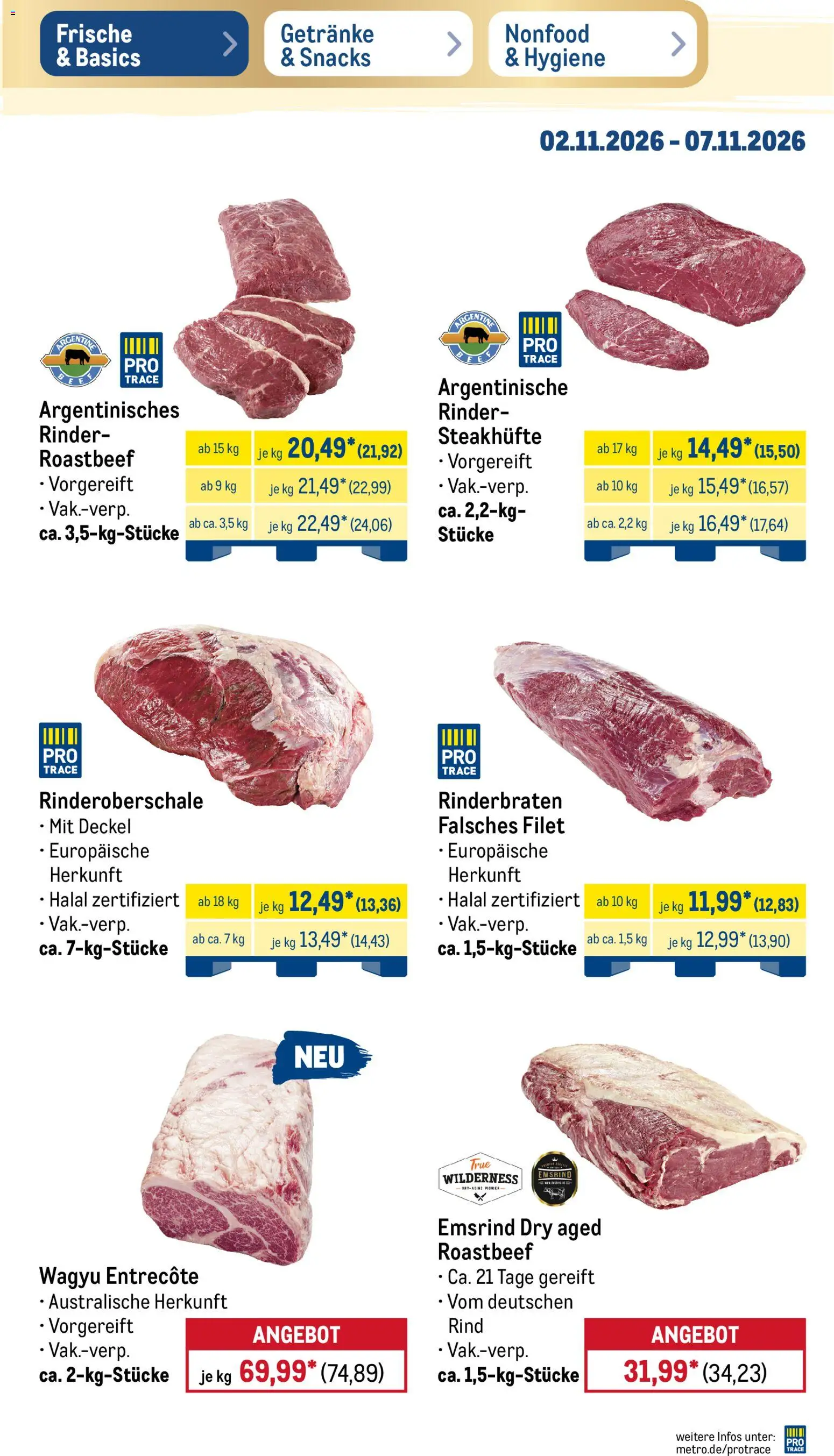 Vorschau von dem Prospekt des Geschäftes Metro, gültig ab dem 02.11.2026 - Entrecote, Rinderbraten, Roastbeef