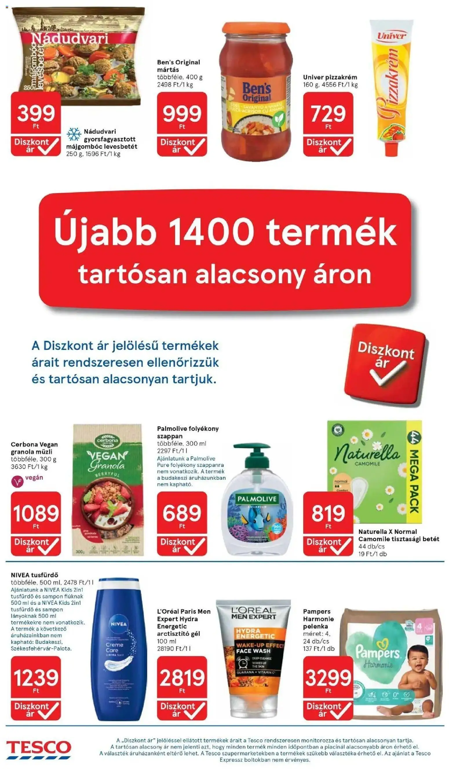 Tesco - Tesco akciós újság megtekintése, amely érvényes 2026.09.03.-től - Univer, Pampers, Vegán, Sampon, Betét, Tusfürdő, Püré, Palmolive