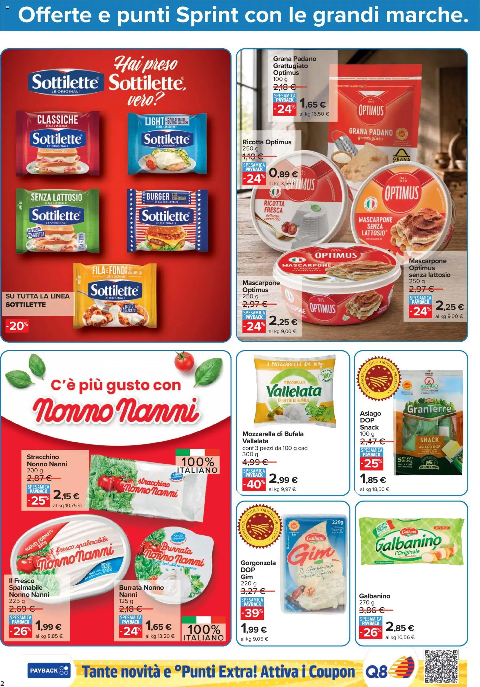 Anteprima dell'opuscolo Carrefour volantino Iper - Punti Sprint Payback dal negozio Carrefour valido da 23/10/2026 - Gorgonzola, Mozzarella, Tonno, Burrata, Mascarpone, Stracchino, Grana Padano, Senza lattosio