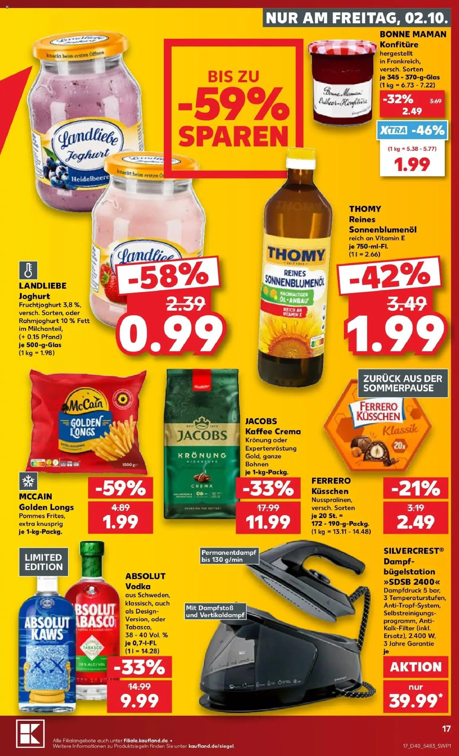 Vorschau von dem Prospekt des Geschäftes Kaufland, gültig ab dem 01.10.2026 - Kaffee, Joghurt, Öl, Pommes, Vodka, McCain, Bonne maman, Fruchtjoghurt