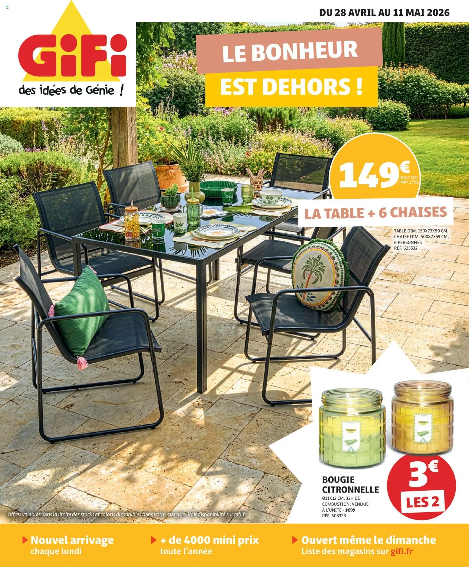 Prévisualisation de GiFi catalogue du magasin GiFi formulaire valide 28/04/2026 - Chaises, Chaise, Table, Citronnelle