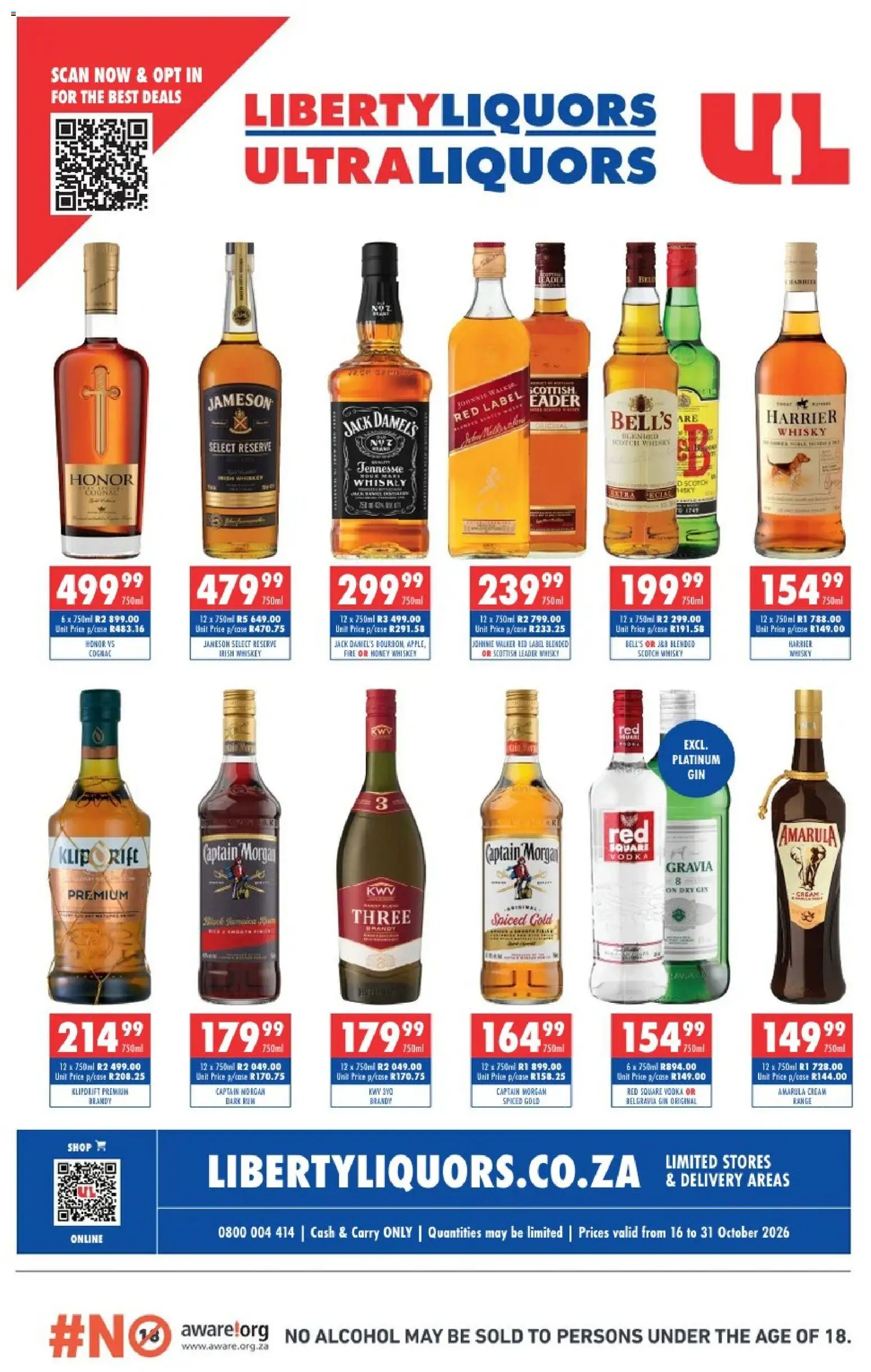 Preview of Ultra Liquors flyer valid from 16/10/2026 - Alcohol, Gin, Whiskey, Vodka, Cognac, Cream, Rum, Captain Morgan