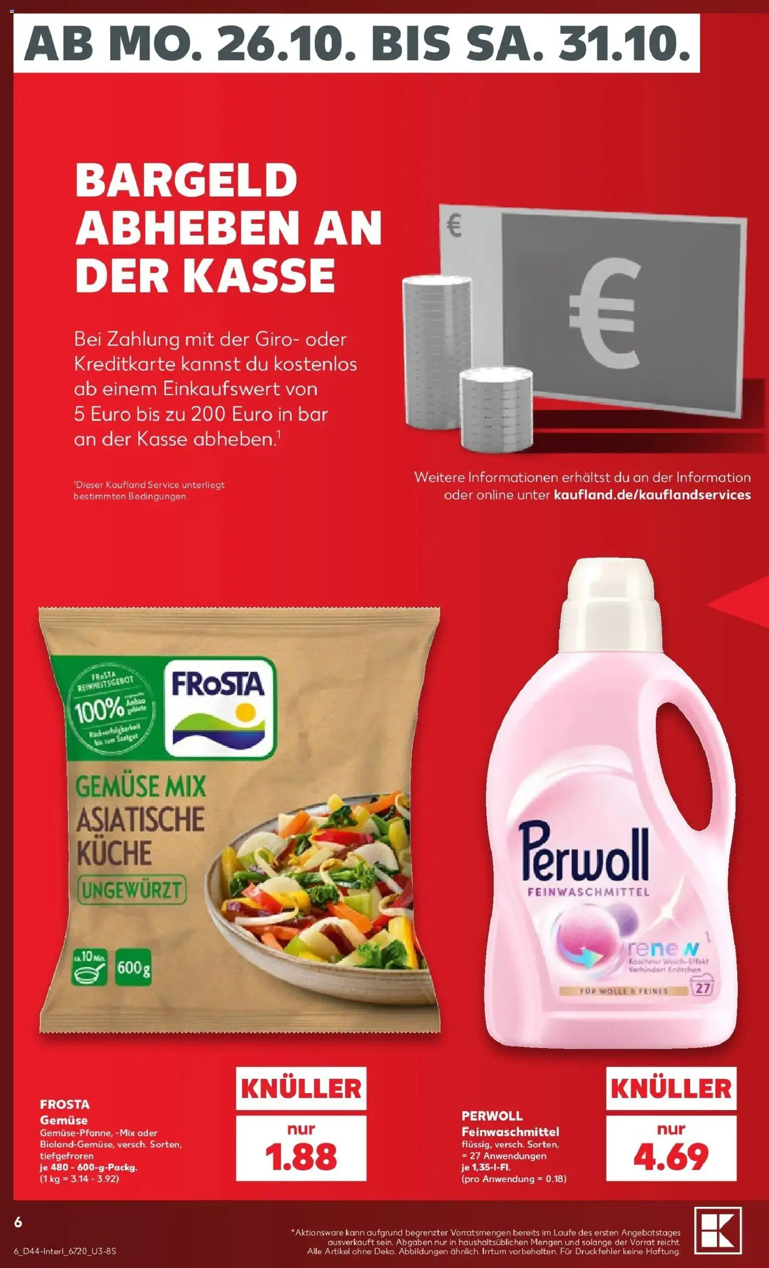 Vorschau von dem Prospekt des Geschäftes Kaufland, gültig ab dem 26.10.2026 - Küche, Gemüse, Frosta, Perwoll