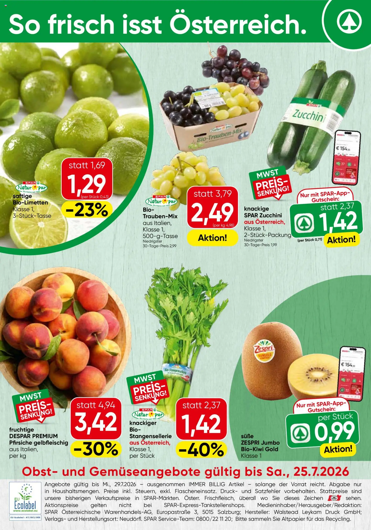 Vorschau der Angebote: Spar Spar Obst & Gemüse gültig ab 20.07.2026