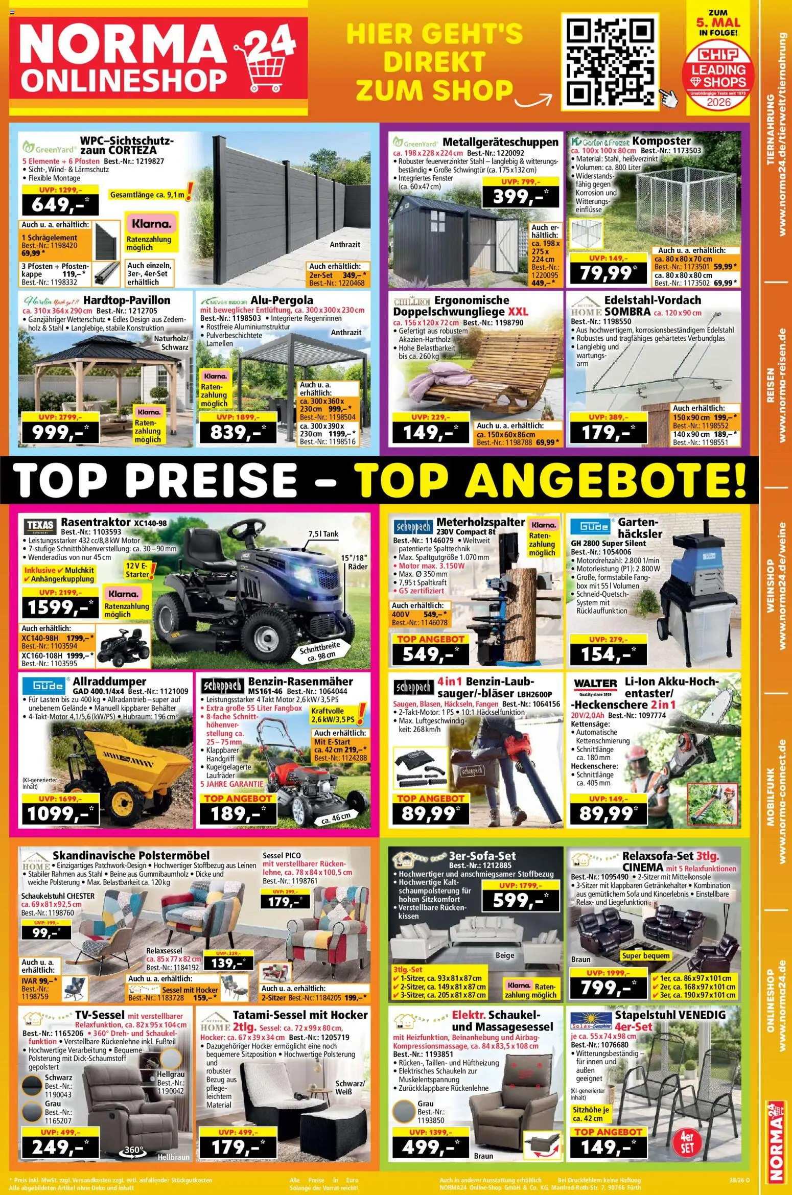 Vorschau von dem Prospekt des Geschäftes Norma, gültig ab dem 14.09.2026 - Sofa, Sessel, Top, Relaxsessel, Kissen, Hocker, Box, Kappe