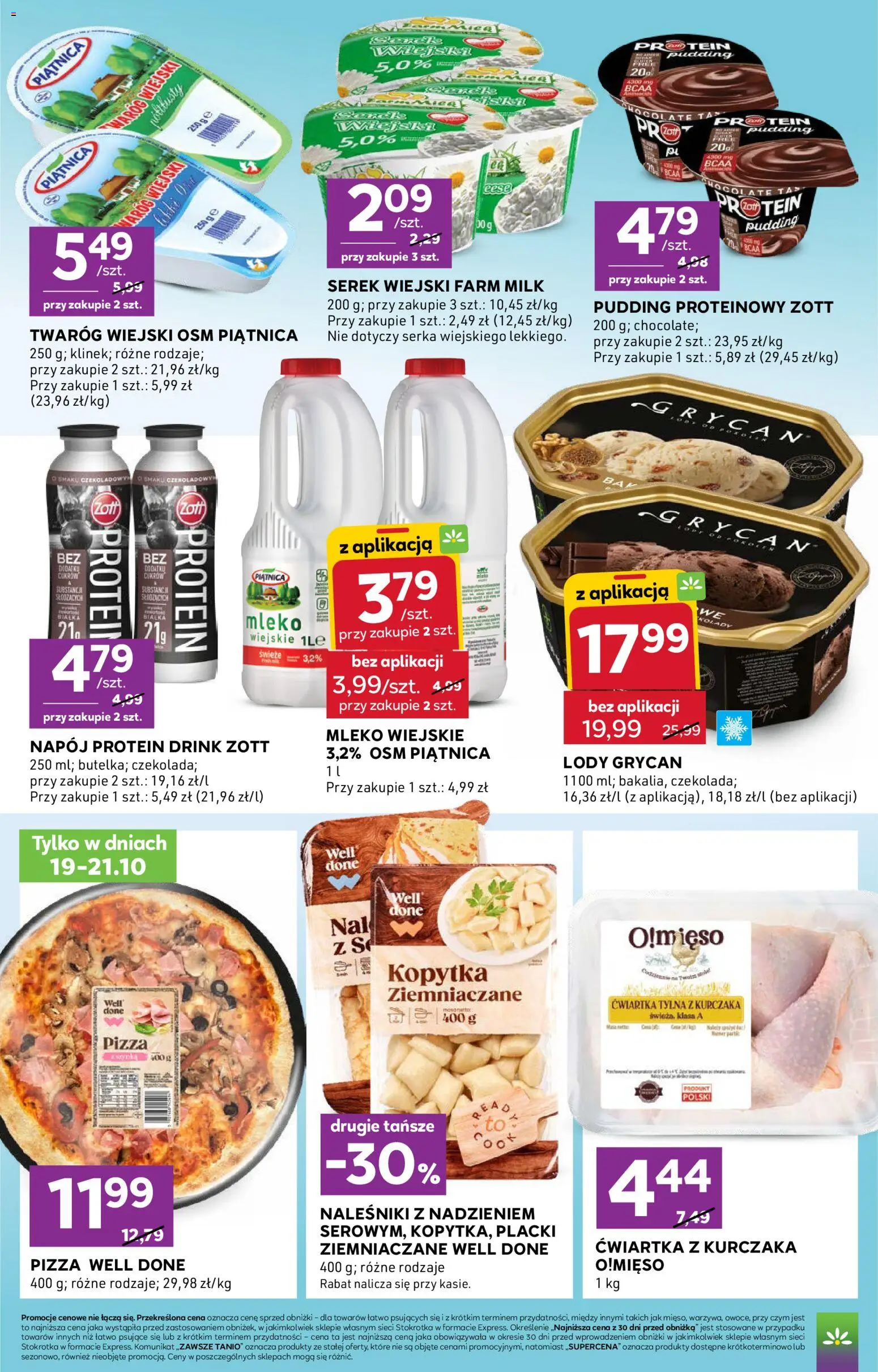 Pogląd gazetki "Stokrotka gazetka - Express" ze sklepu Stokrotka ważnej od 15.10.2026 - Pizza, Stokrotka, Kopytka, Mleko, Grycan, Ćwiartka z kurczaka, Pudding proteinowy, Protein pudding