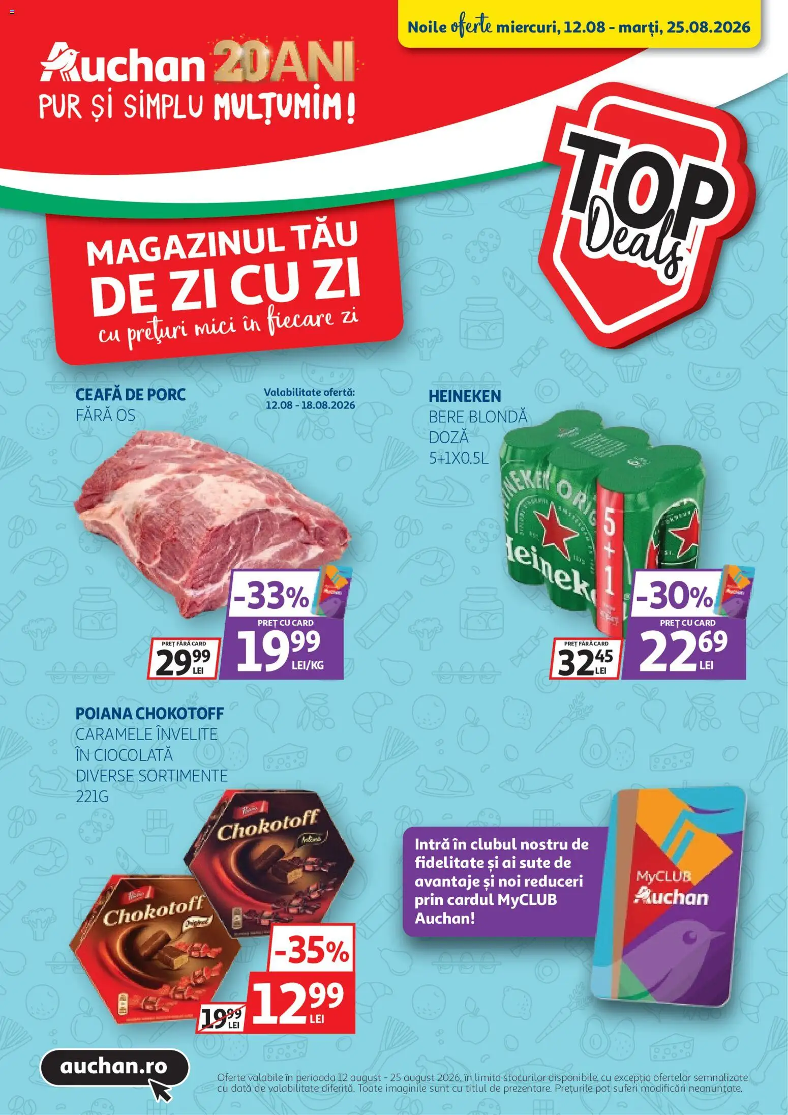 Previzualizarea de cataloage: Auchan Auchan Catalog valabil de la 12.08.2026 - Mici, Ciocolată, Bere, Ceafa de porc, Caramele