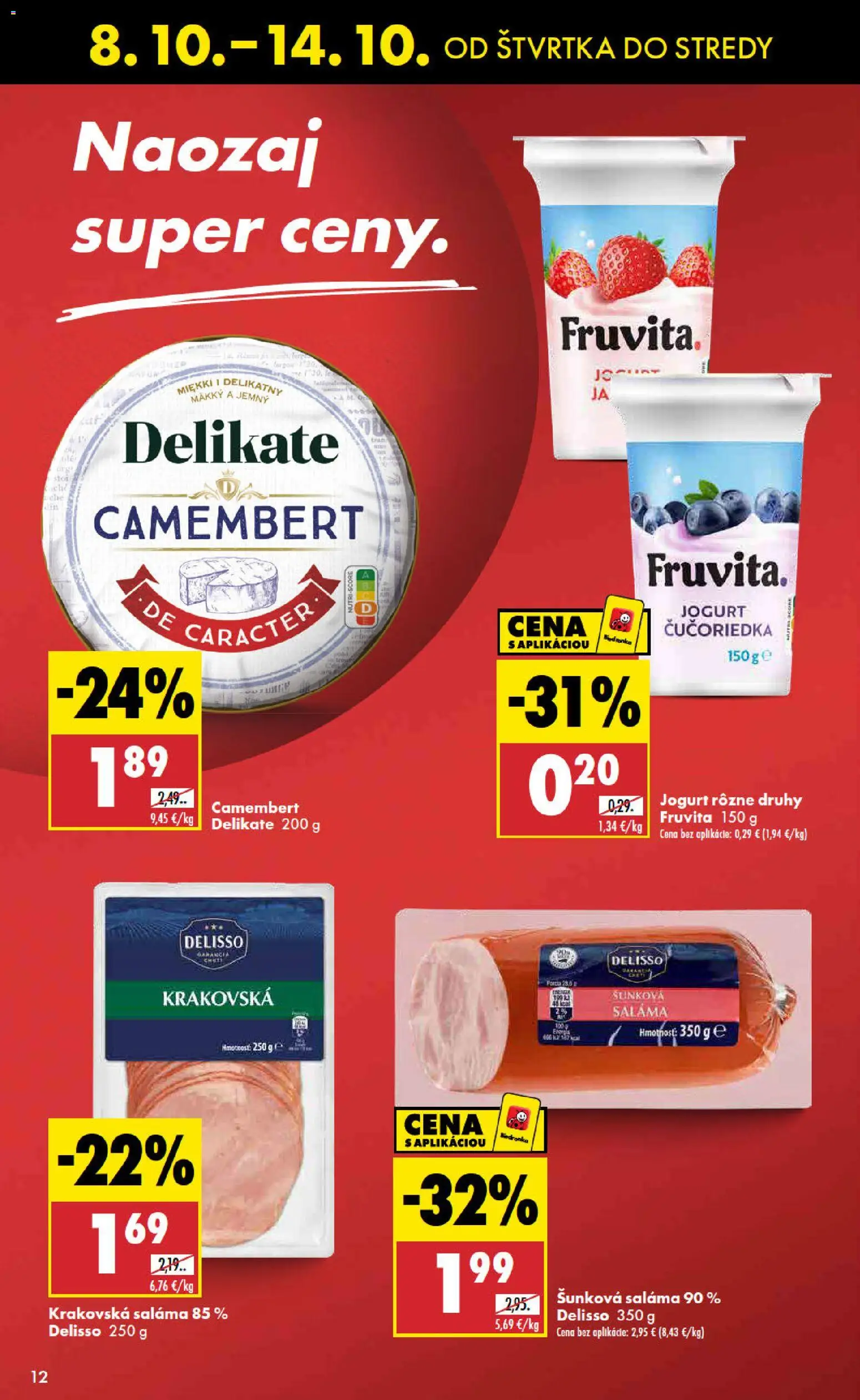 Náhľad Biedronka letáku platného od 08.10.2026 - Camembert, Jogurt, Saláma