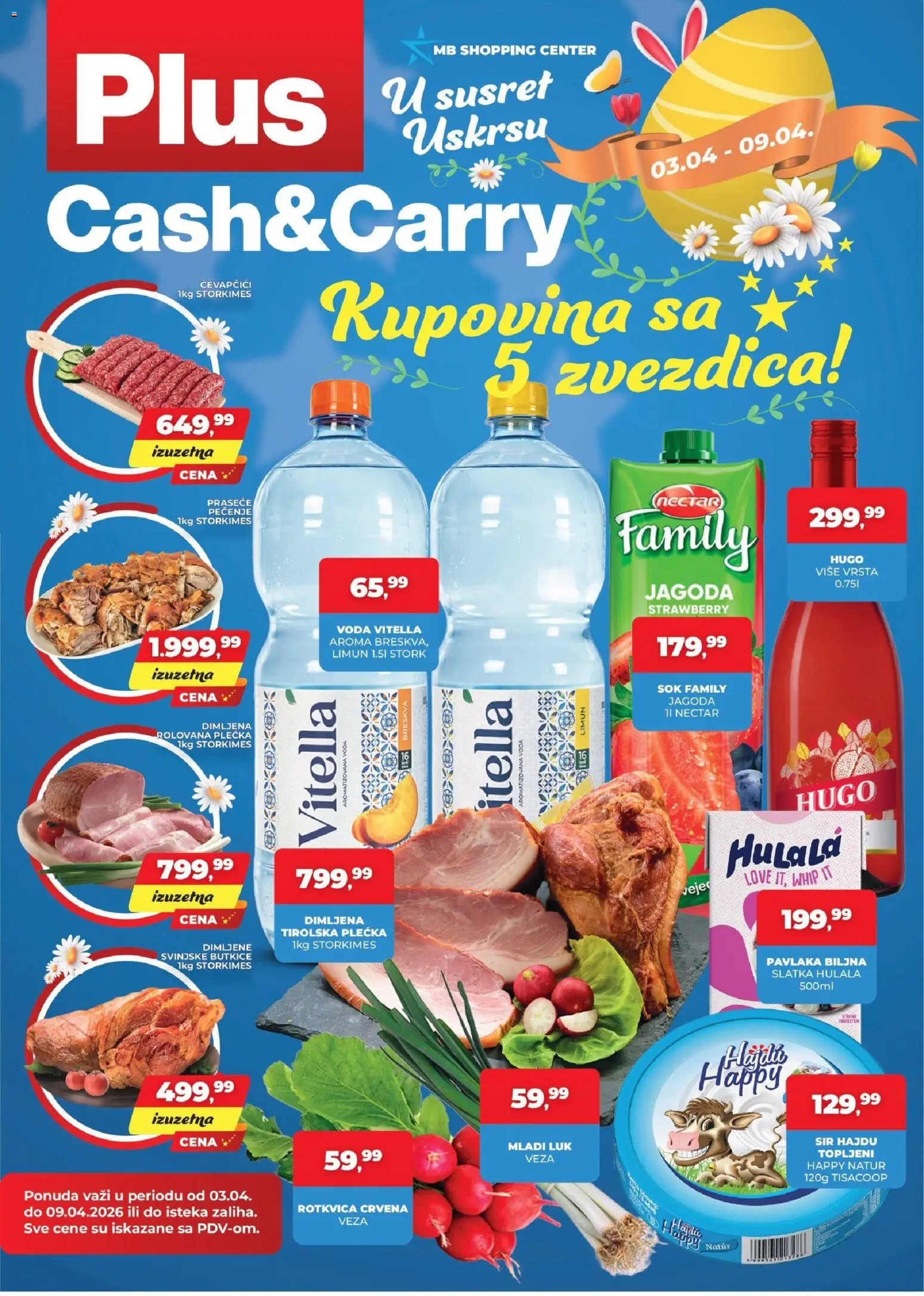 Pregled Plus Cash & Carry kataloga - važi od 03.04.2026 - Voda, Limun, Jagoda, Breskva, Pavlaka, Sir, Luk, Rotkvica