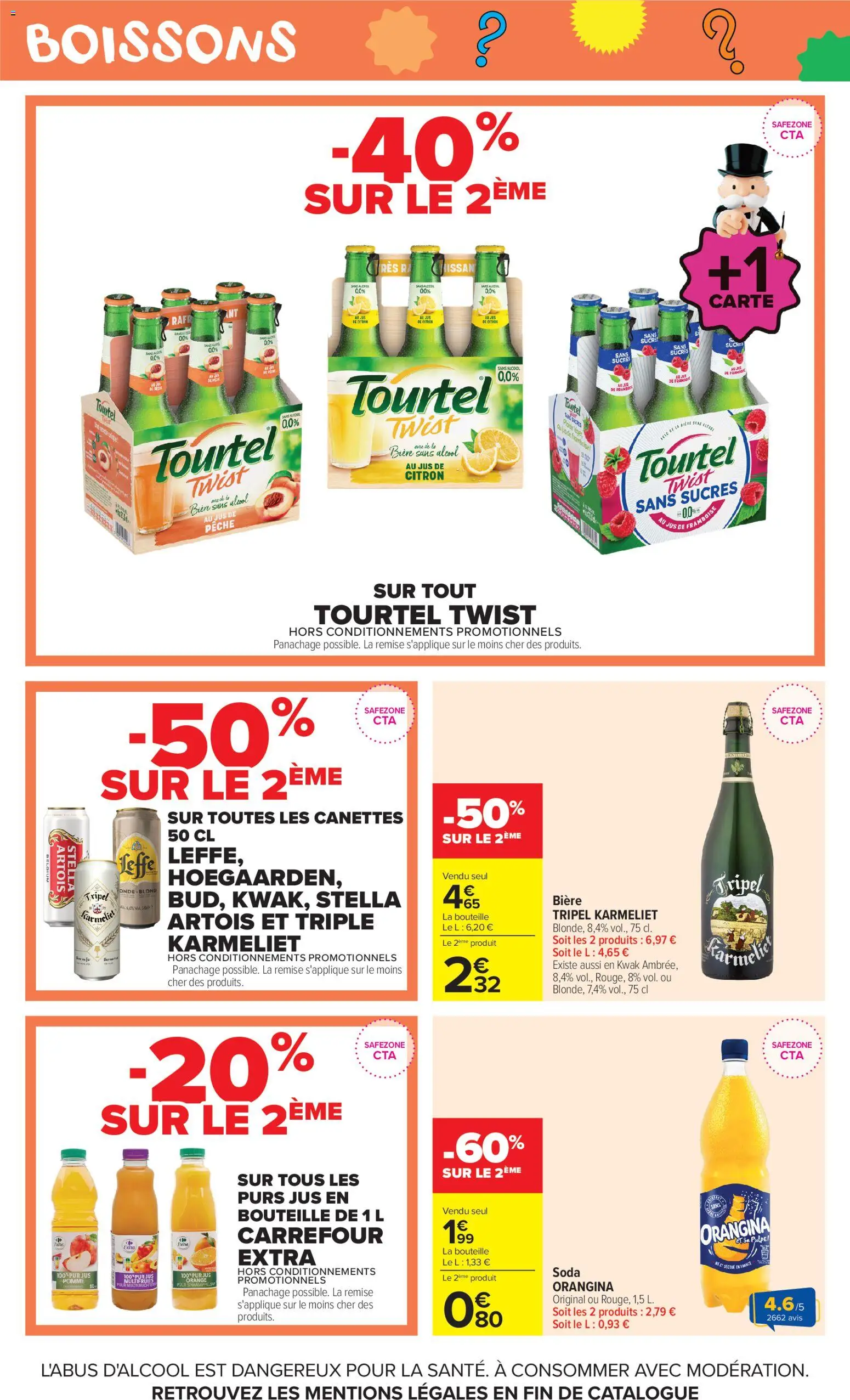 Prévisualisation de Carrefour Market catalogue du magasin Carrefour Market formulaire valide 08/09/2026 - Orange, Bière, Pêche, Citron, Orangina, Jus, Boissons, Alcool