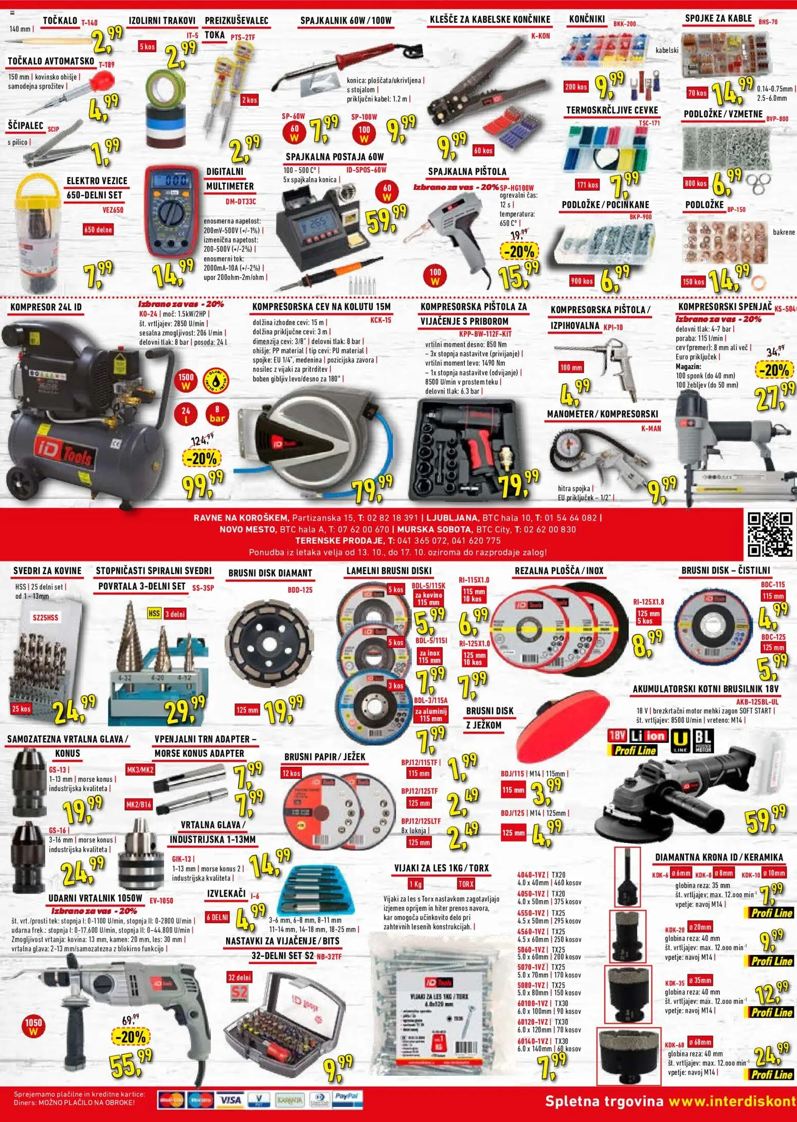 Predogled kataloga iz trgovine Inter Diskont veljaven od 13.10.2026 - Kos, Adapter, Vrtalnik, Disk, Kabel, Brusilnik, Svedri