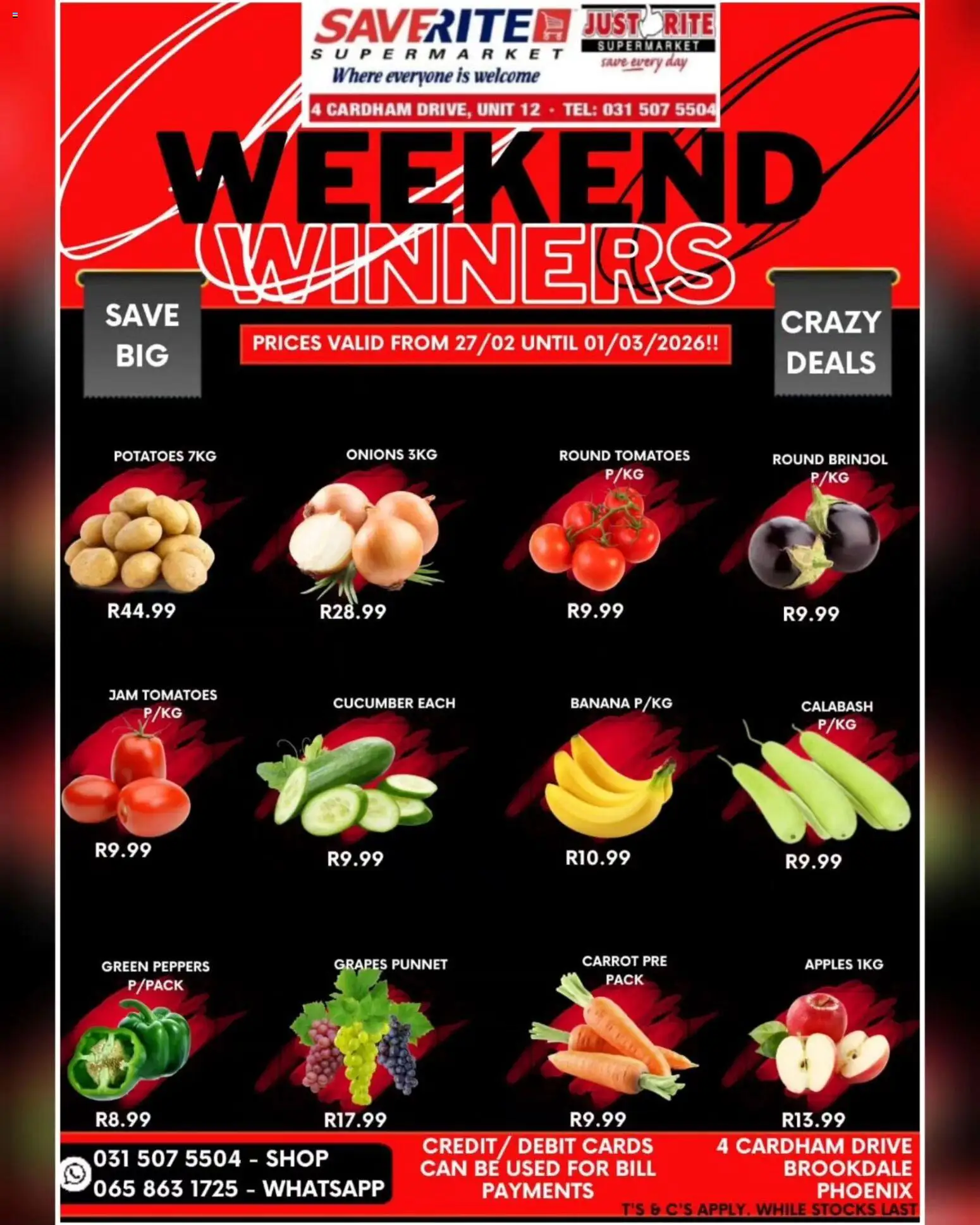 Saverite Weekend Winners from 27/02 - 01/03/2026