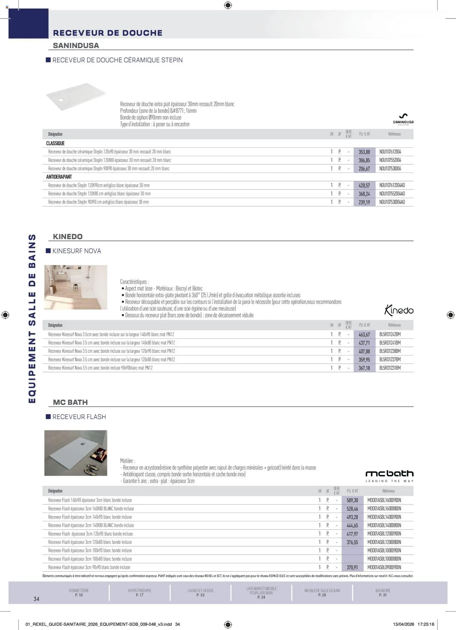 Prévisualisation de Rexel - Brochure Sanitaire du magasin Rexel formulaire valide 20/04/2026 - Meuble, Baignoire, Douche, Meuble de salle de bain, Thé, Meuleuse, Lavabo, Masse