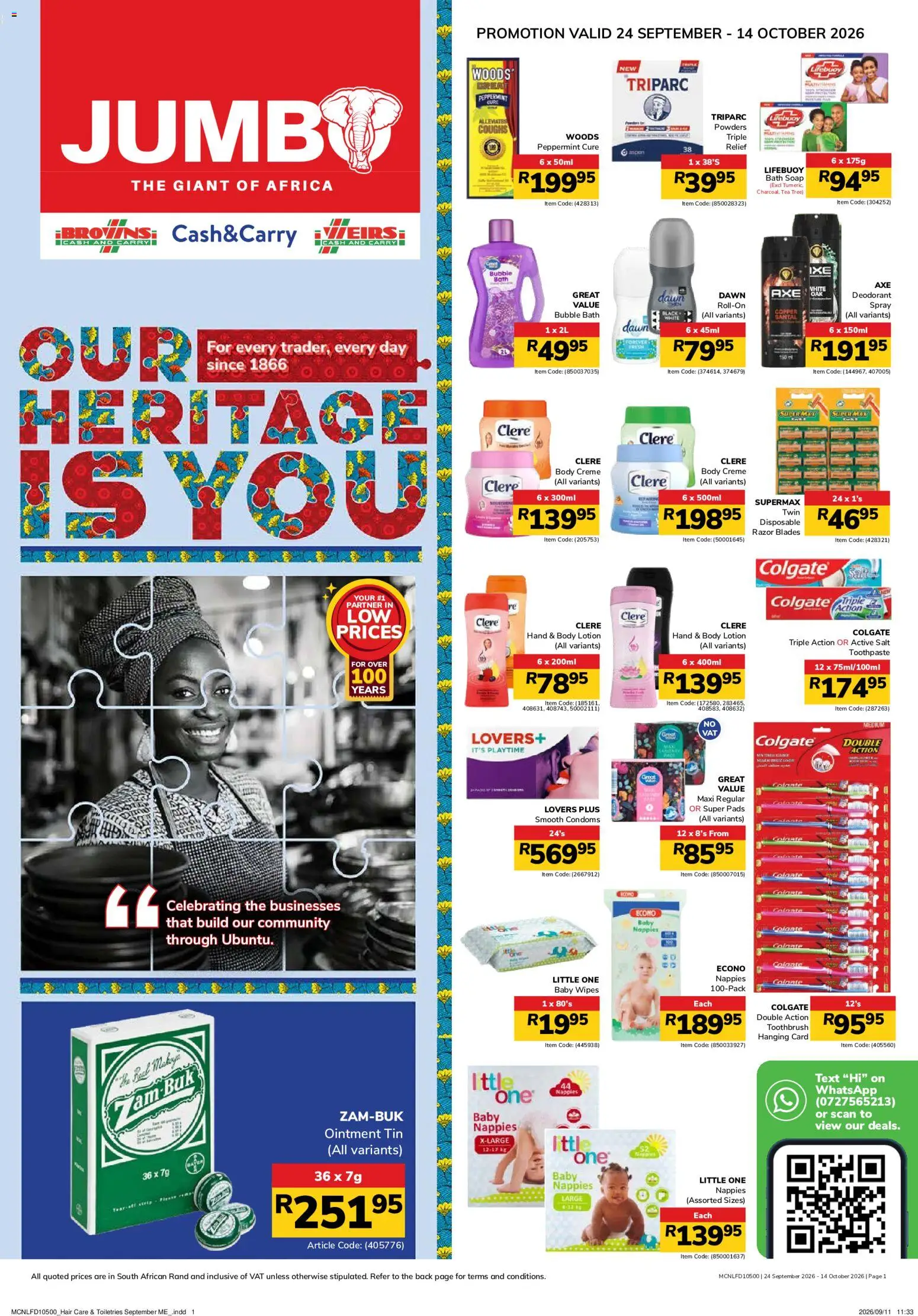 Preview of Jumbo flyer valid from 23/09/2026 - Tea, Salt, Pads, Bath, Deodorant, Nappies, Toothbrush, Lotion
