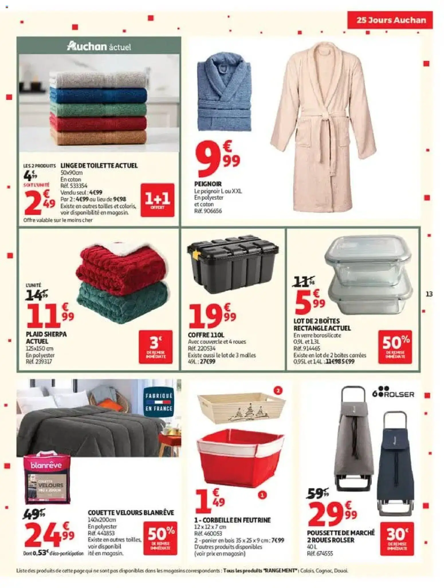Prévisualisation de Auchan 25 jours 2 hypers du magasin Auchan formulaire valide 03/11/2026 - Plaid, Couette, Peignoir, Coton, Couvercle