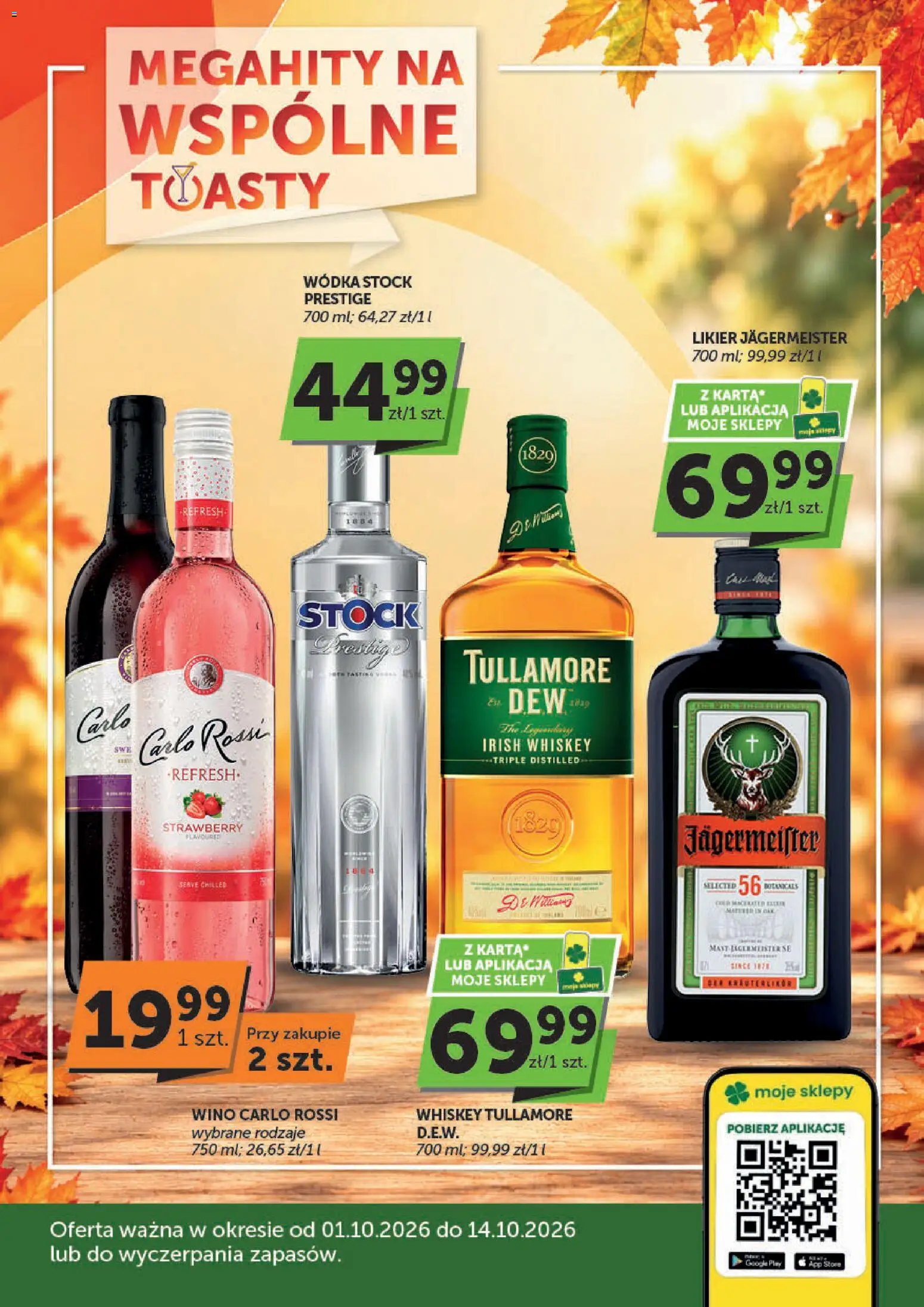 Pogląd gazetki "Euro Sklep gazetka alkoholowa" ze sklepu Euro Sklep ważnej od 01.10.2026 - Jagermeister, Wino, Wódka, Carlo Rossi, Tullamore Dew, Wódka Stock, Irish whiskey, Likier Jägermeister