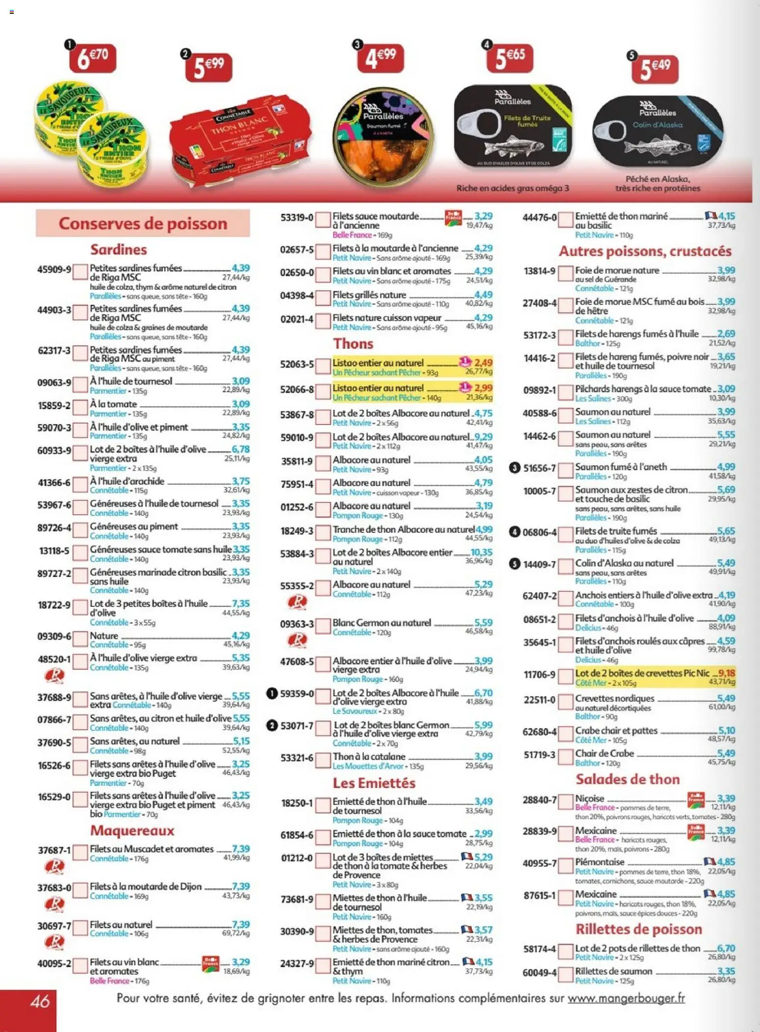 Prévisualisation de Maximo catalogue epicerie du magasin Maximo formulaire valide 26/10/2026 - Poisson, Pêche, Poivrons, Anchois, Épices, Graines, Moutarde, Crevettes