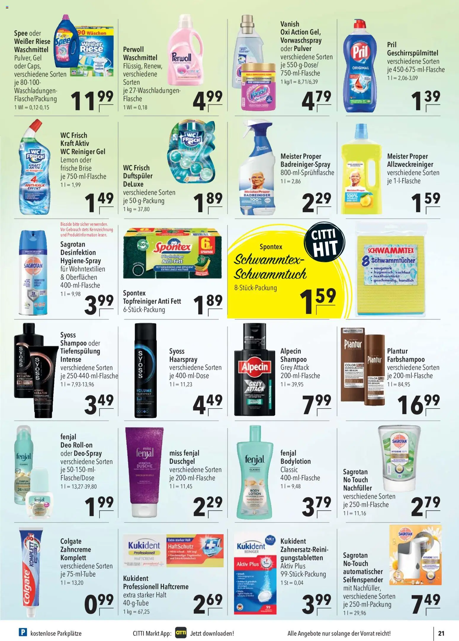 Vorschau von dem Prospekt des Geschäftes CITTI Markt, gültig ab dem 28.10.2026 - Dusche, Shampoo, Seifenspender, Waschmittel, Duschgel, Haarspray, Body Lotion, Pril