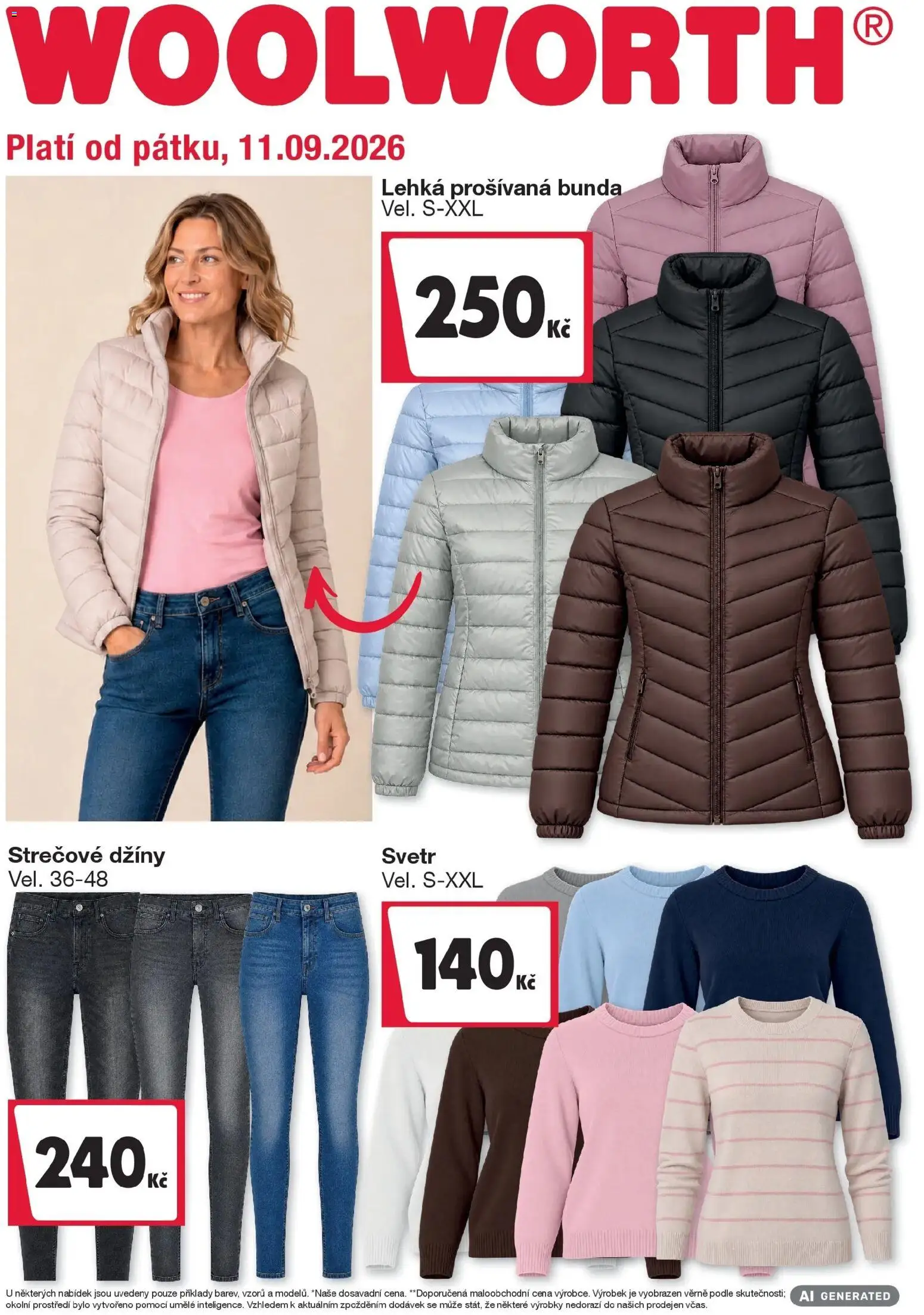 Náhled nabídky: Woolworth Woolworth aktuální leták platný od 11.09.2026 - Bunda, Džíny, Svetr