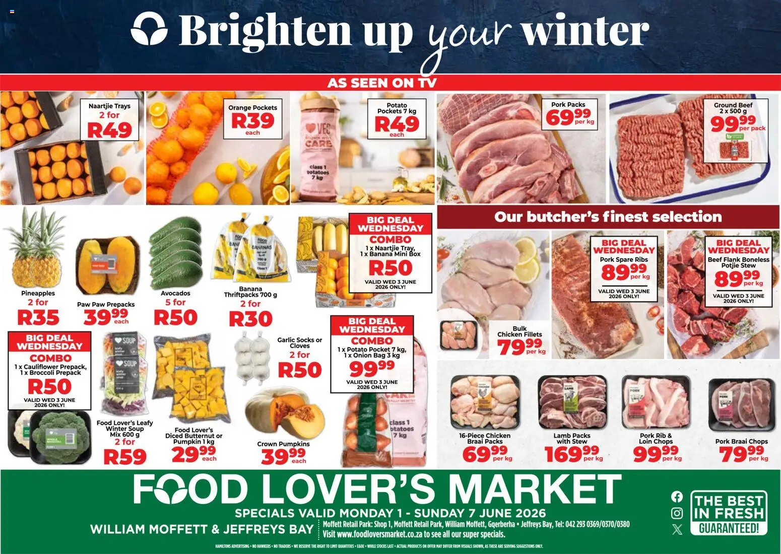 Preview of Food Lover's Market flyer valid from 01/06/2026 - TV, Bag, Bananas, Ribs, Onion, Beef, Tray, Pork ribs