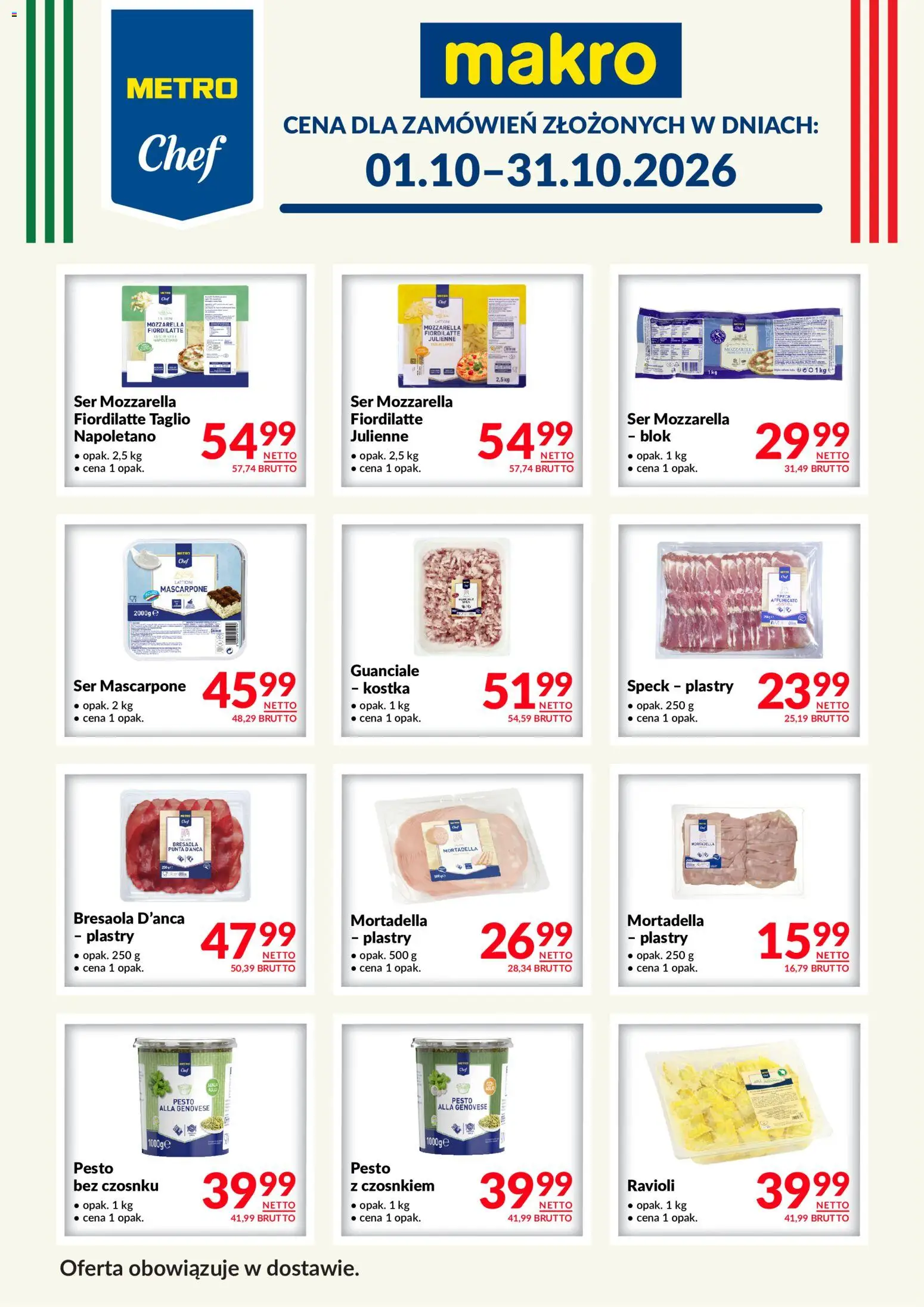 Pogląd gazetki "Makro gazetka - Metro Chef w dostawie" ze sklepu Makro ważnej od 01.10.2026 - Ravioli, Pesto, Mozzarella, Mascarpone, Ser, Ser mascarpone