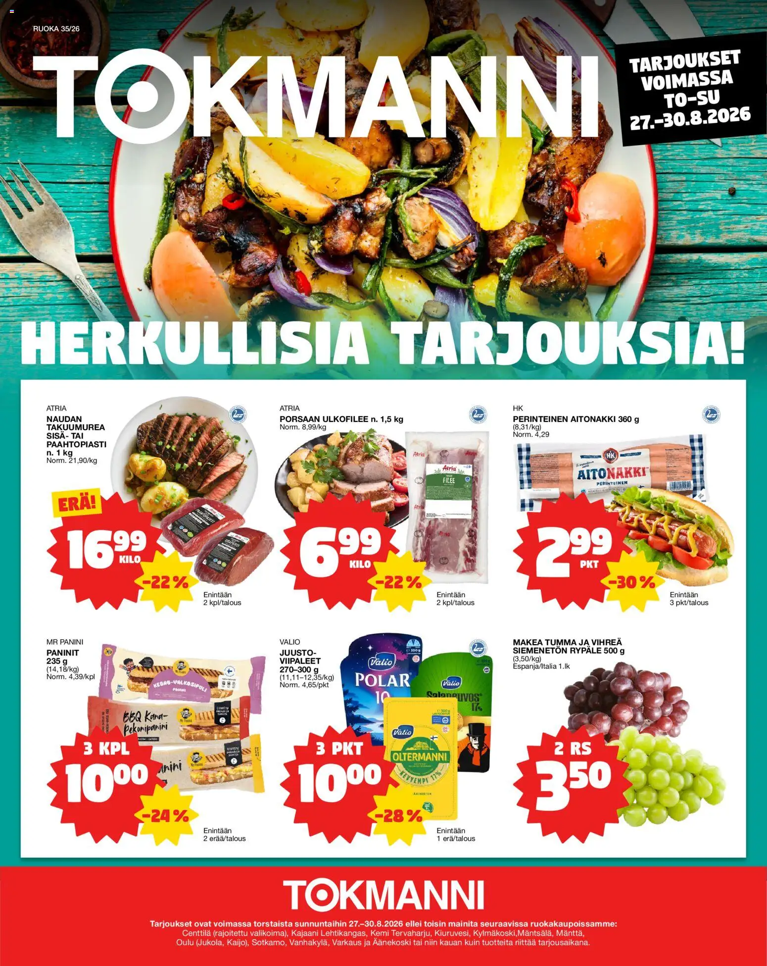 Kaupan Tokmanni Tokmanni Ruokasanomat esikatselu, voimassa 27/08/2026