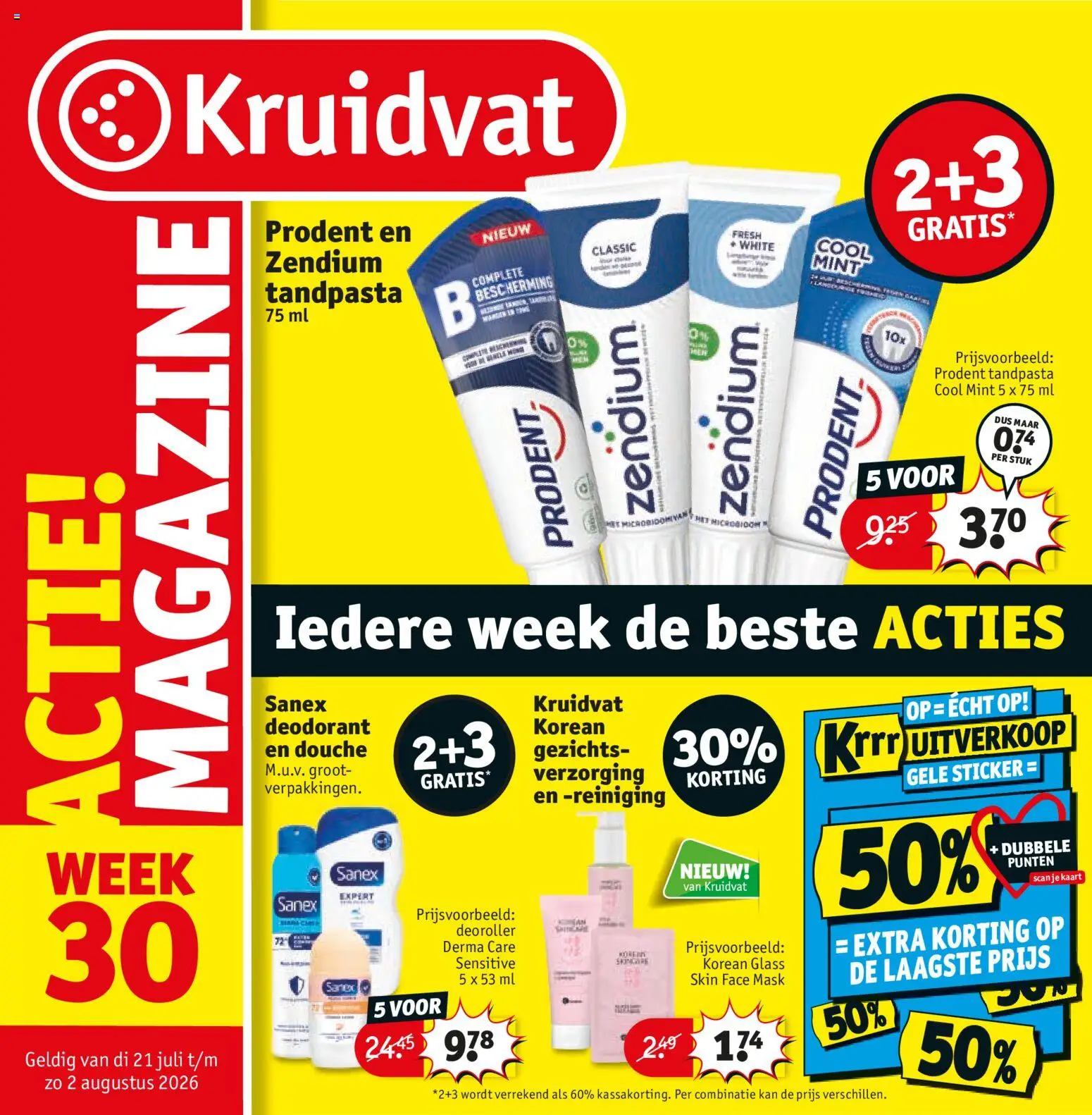 Voorbeeld van Kruidvat folder week 30 van winkel Kruidvat geldig vanaf 21-07-2026 - Kaart, Douche, Tandpasta, Deodorant, Kan