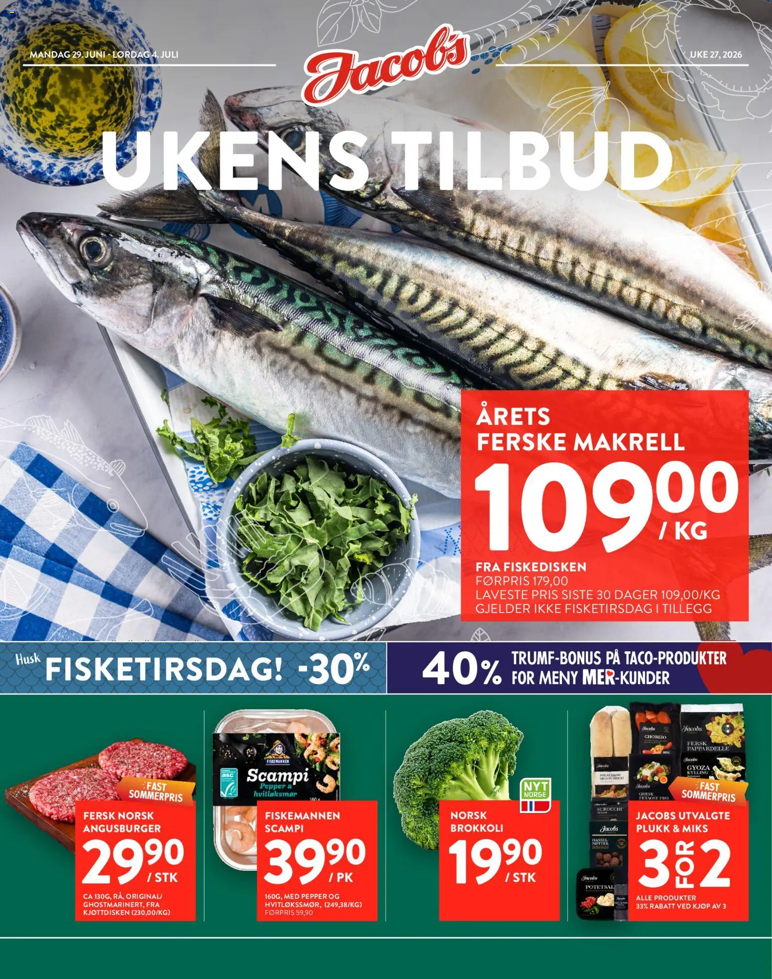 Forhåndsvis Jacobs kundeavis fra butikk Jacobs gyldig fra 29/06/2026